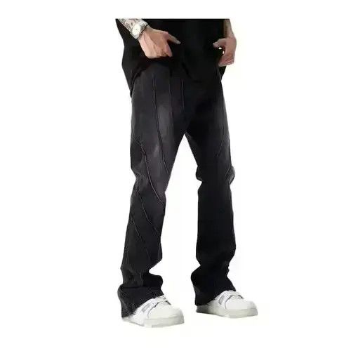 Japanese Brand × Jean Black Striped Stacked Denim Jeans Size US 32 / EU 48 - 1 Thumbnail