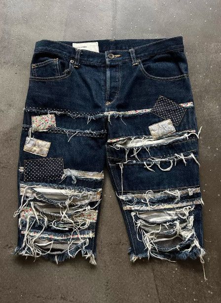 Nozomi Ishiguro Nozomi Ishiguro Distressed Patchwork Denim Shorts Size US 40 / EU 56 - 1 Thumbnail