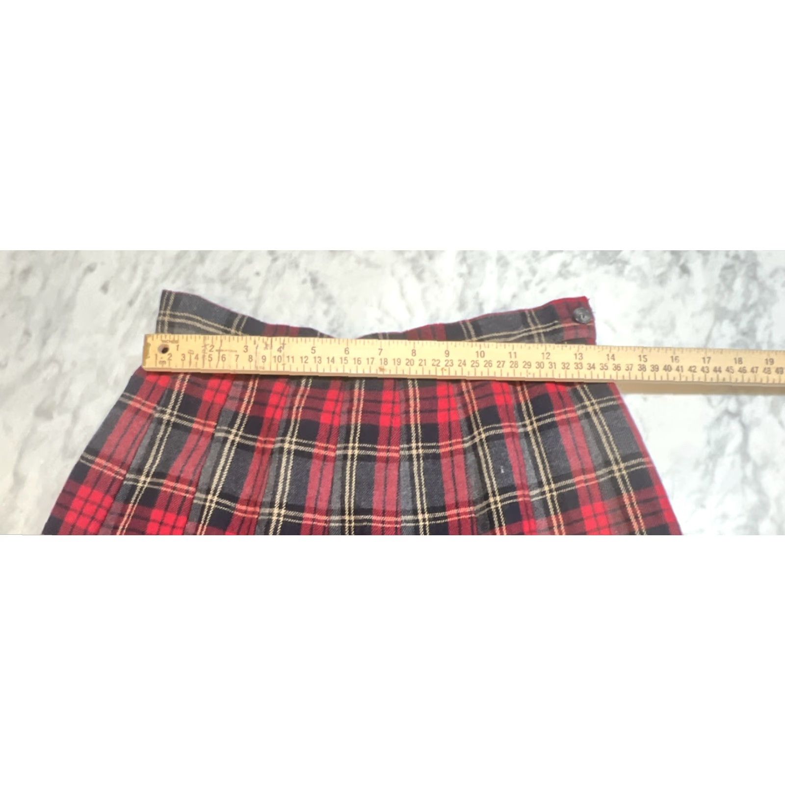 Vintage VINTAGE LL Bean Skirt Petite 8P Red Plaid Tartan 100% Wool Pleated Lined Maxi USA Size 30" / US 8 / IT 44 - 7 Thumbnail