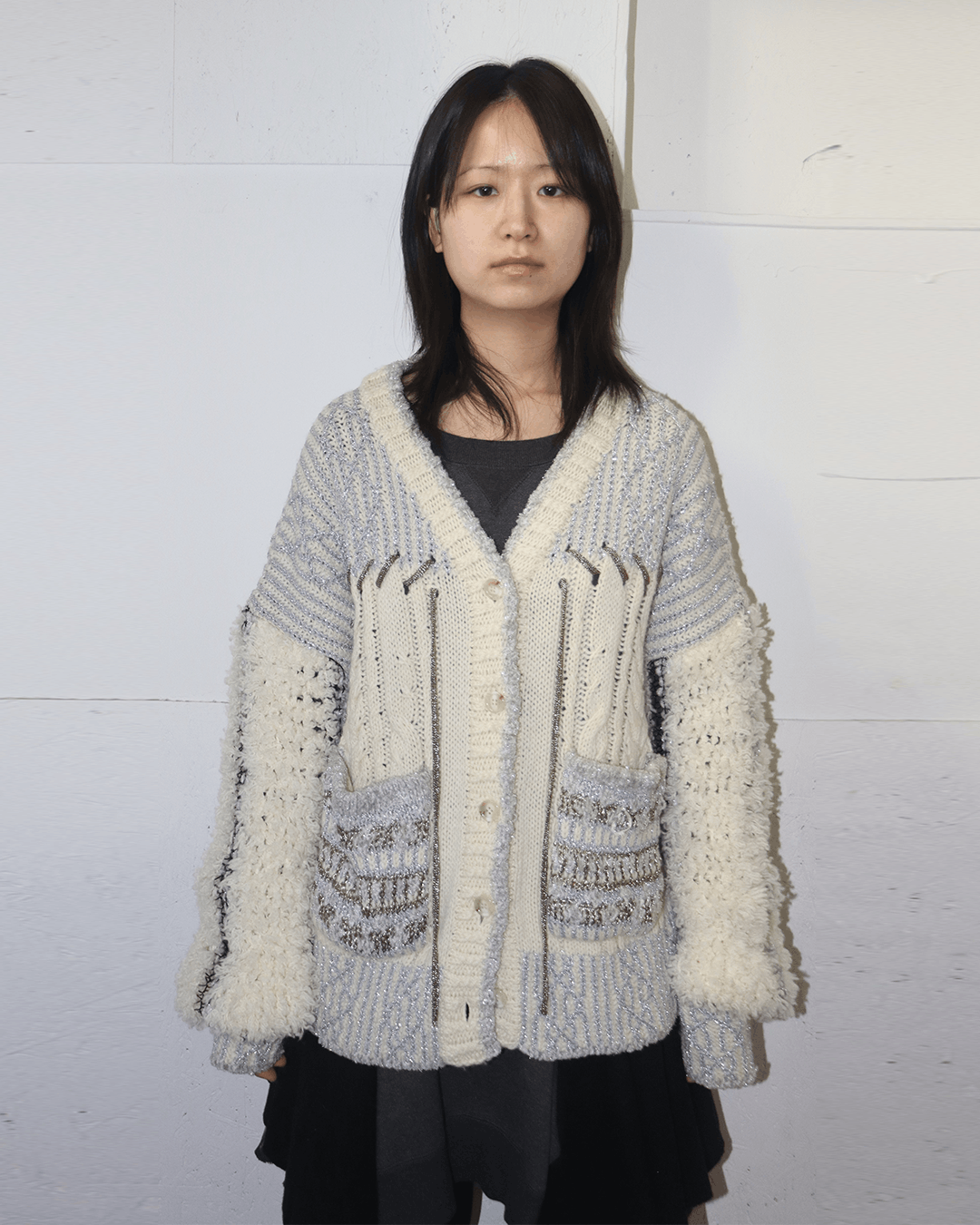 Japanese Brand Rurumu: AW21 String Detail Glitter Thread Cardigan Size ONE SIZE - 2 Thumbnail