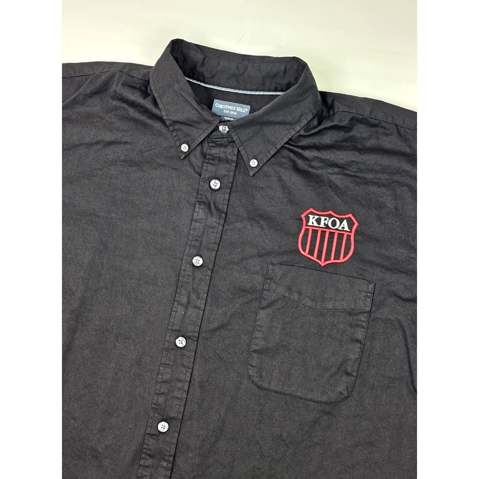 Vintage Chestnut Hill Black Button Polo Shirt Men 2XL Embroidered KFOA Football Officials Shirt EUC Size US XXL / EU 58 / 5 - 2 Thumbnail
