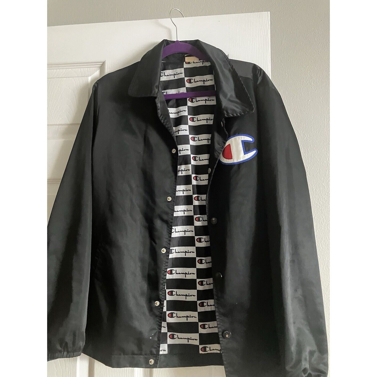 Champion Champion Jacket Black Snap Men’s Med Lightweight with logo Size US M / EU 48-50 / 2 - 1 Thumbnail
