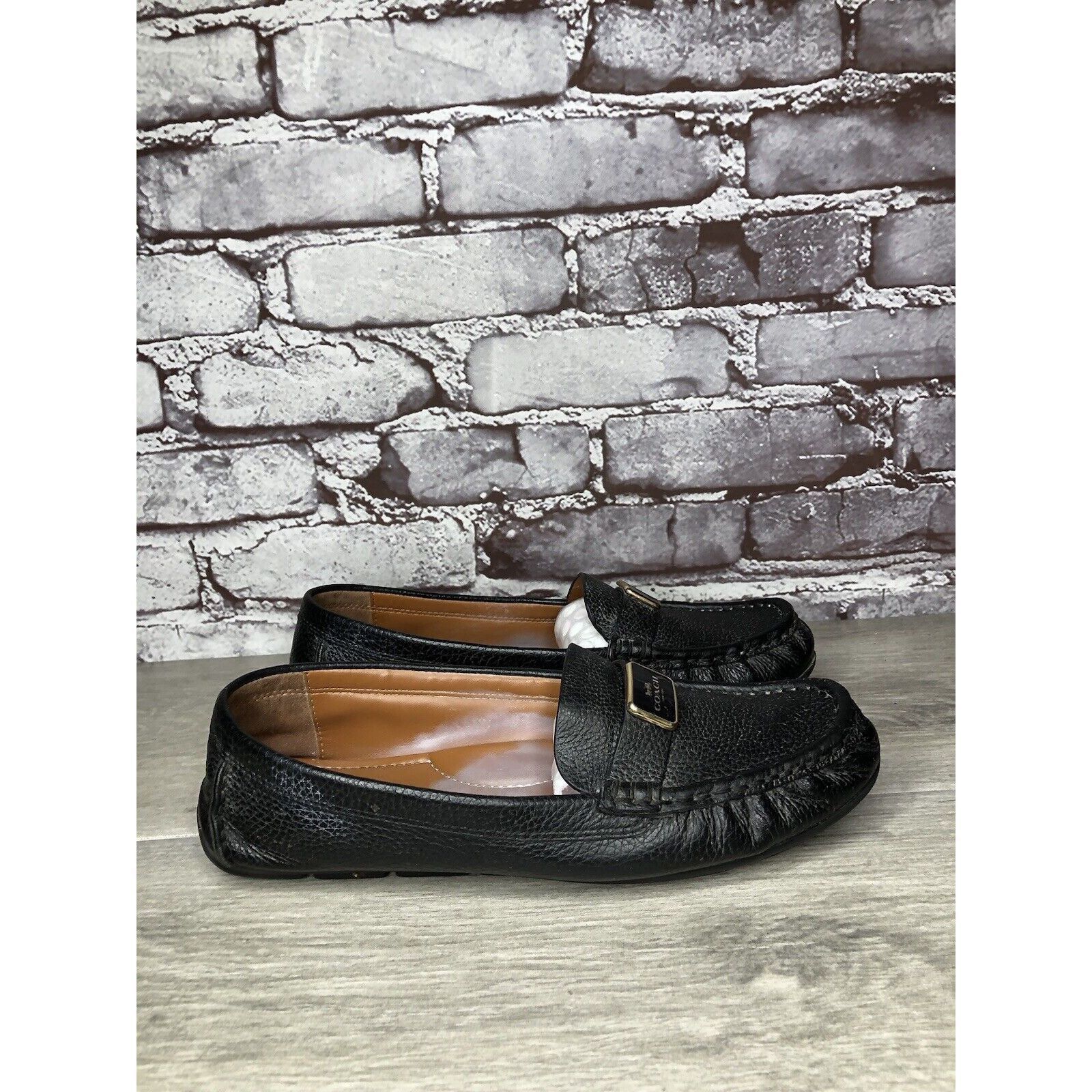Coach Coach Black Pebbled Leather Badge Moccasin Loafers Shoes Wom Size US 8.5 / IT 38.5 - 3 Thumbnail
