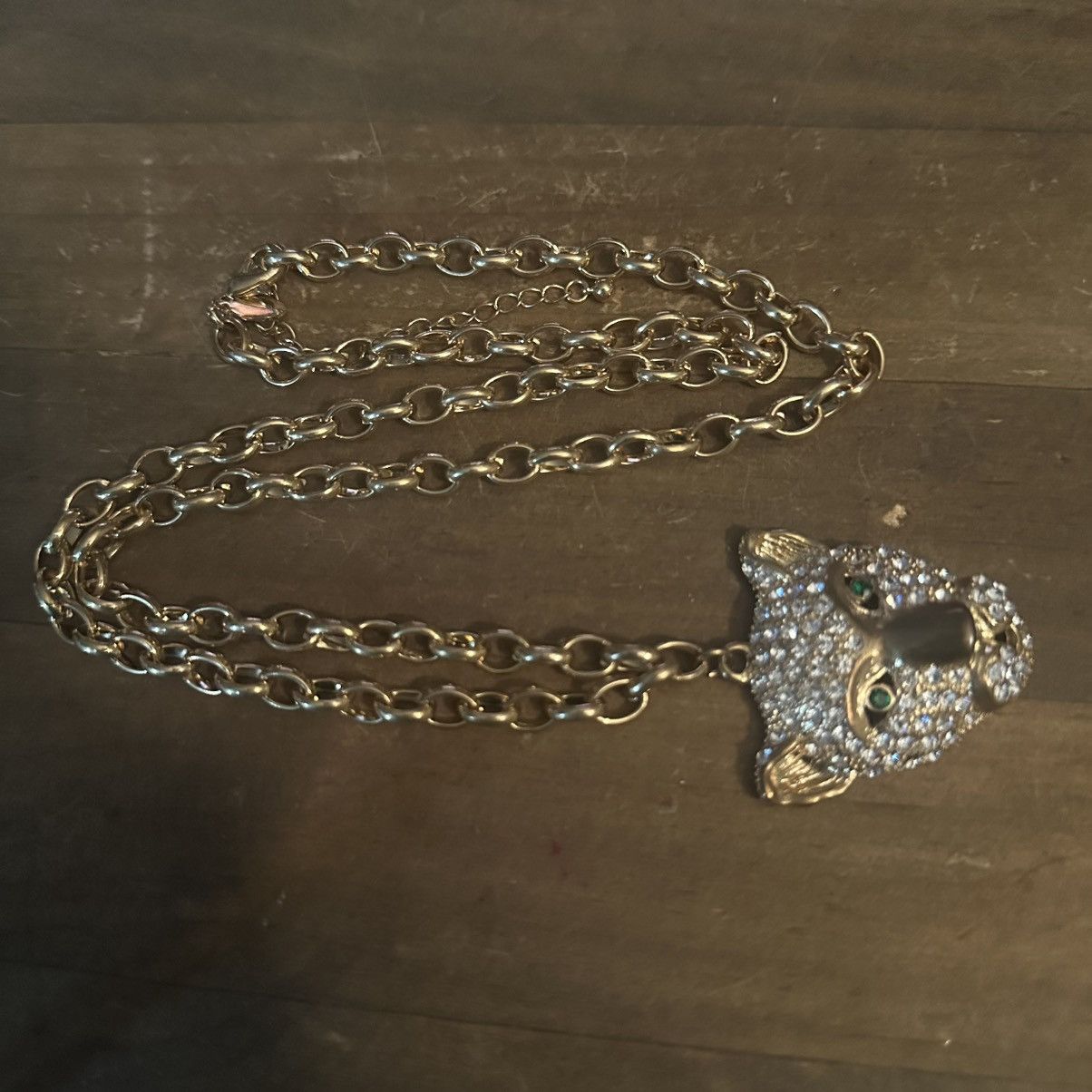 Other Chunky gold tone pave leopard head pendant necklace Size ONE SIZE - 2 Thumbnail