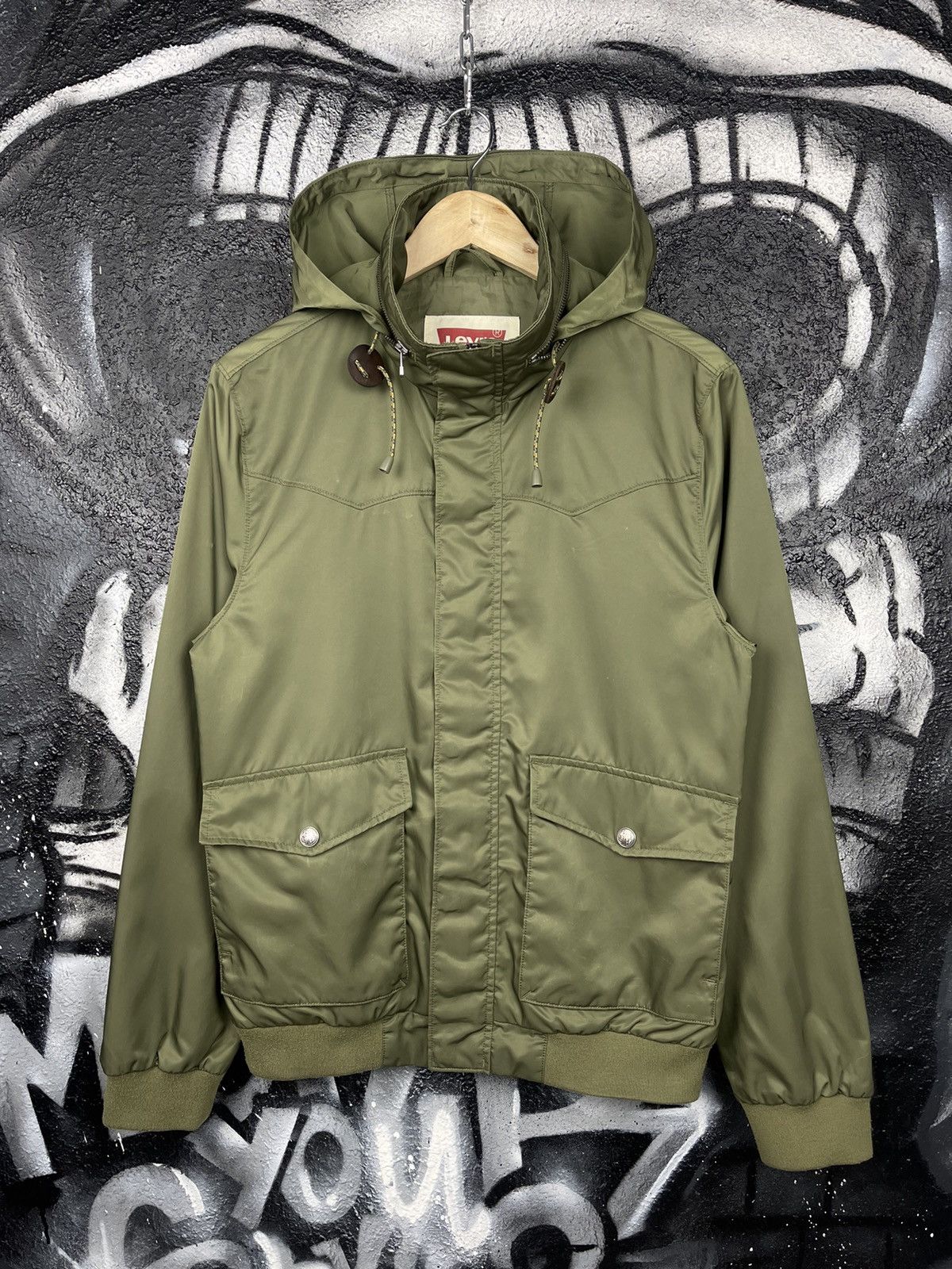 Levi's Levi’s Olive Full Zip Hooded Light Jacket Men’s Size Medium Size US M / EU 48-50 / 2 - 4 Thumbnail