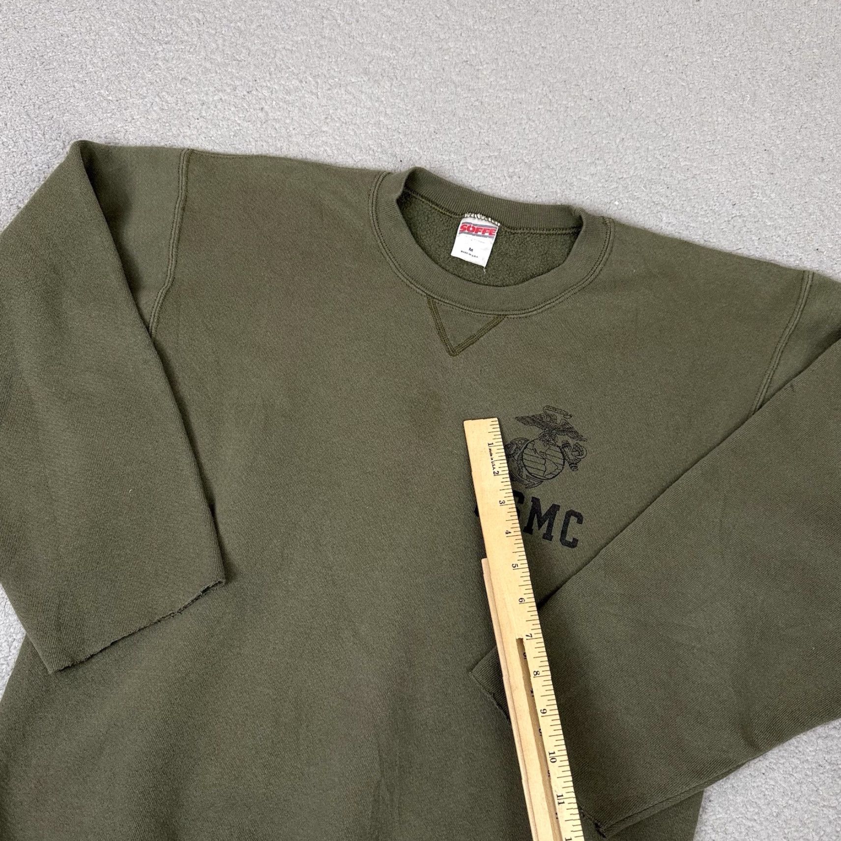 Soffe VINTAGE Soffe USMC Marines Sweatshirt Mens M Crewneck Army Green USA Made Size US M / EU 48-50 / 2 - 7 Thumbnail