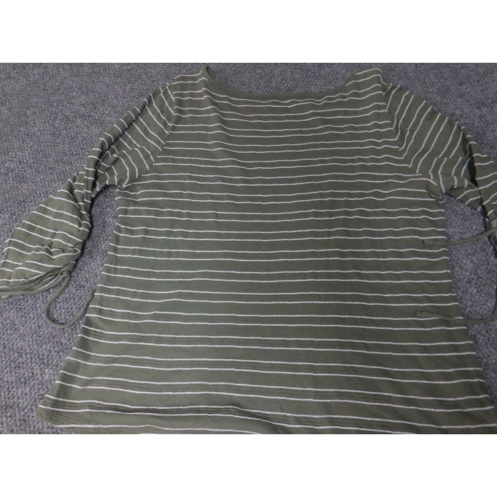 Talbots Talbots Blouse Shirt 2X Women Green Striped Pullover Casual Cotton Polyester Stretch Crew Neck Size XXL / US 16-18 / IT 52-54 - 7 Thumbnail