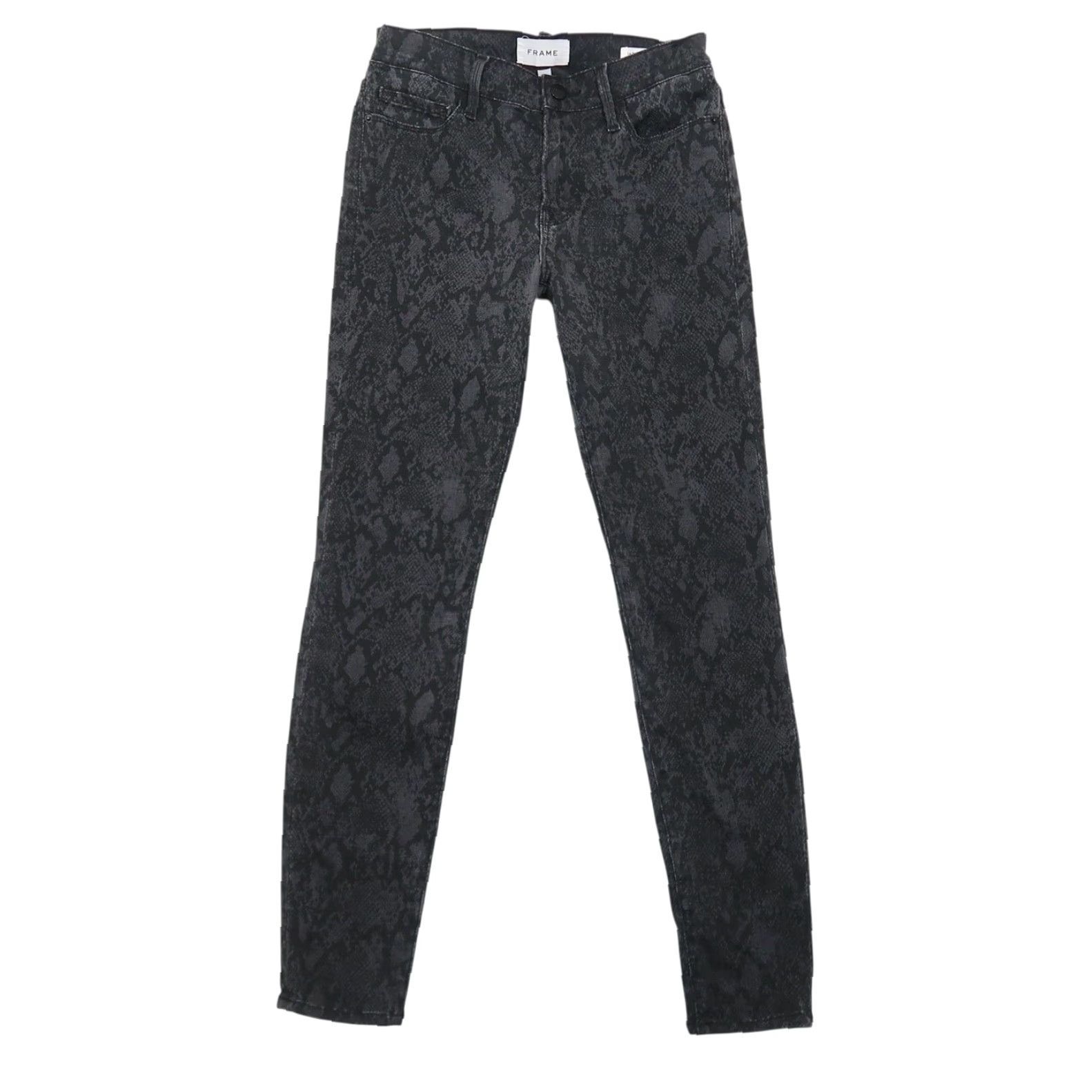 Frame VINTAGE FRAME Le Skinny de Jeanne Grey Black Python Snake Reptile Jeans 28 Womens Skinny 28 in Inseam Gray Pattern Animal Print Size 28" / US 6 / IT 42 - 2 Thumbnail