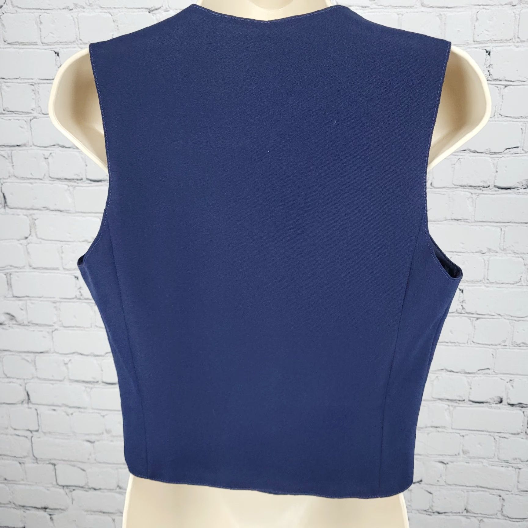 Vintage VTG Pan-ter Vest Navy 100% Wool Shawl Lapel Buttoned Lined Size 11/12 Union Made Size L / US 10 / IT 46 - 2 Thumbnail