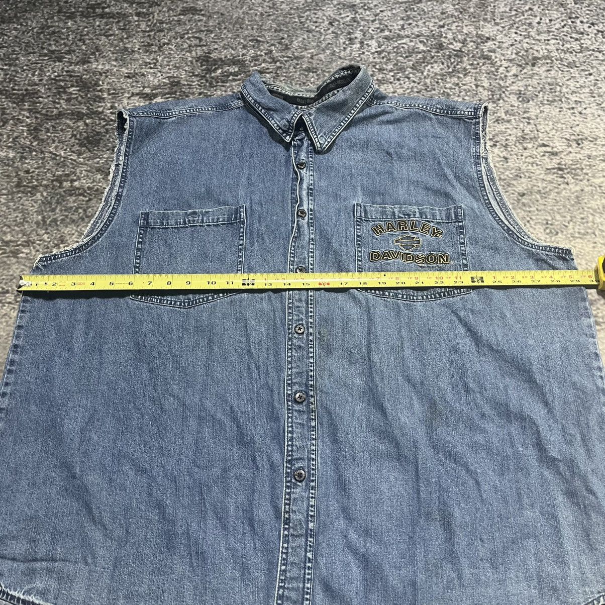 Harley Davidson VINTAGE HARLEY DAVIDSON EMBROIDERED EAGLE BIKE DENIM VEST Size US XXL / EU 58 / 5 - 10 Thumbnail