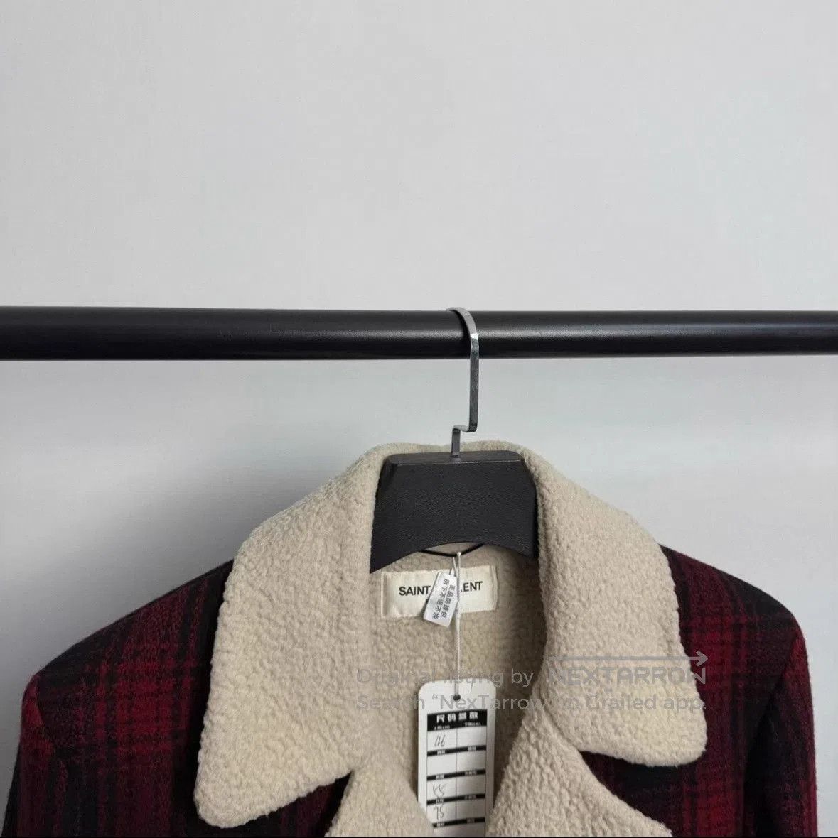 Saint Laurent Paris Saint Laurent Plaid Shearling Collar Coat. Size US S / EU 44-46 / 1 - 3 Thumbnail