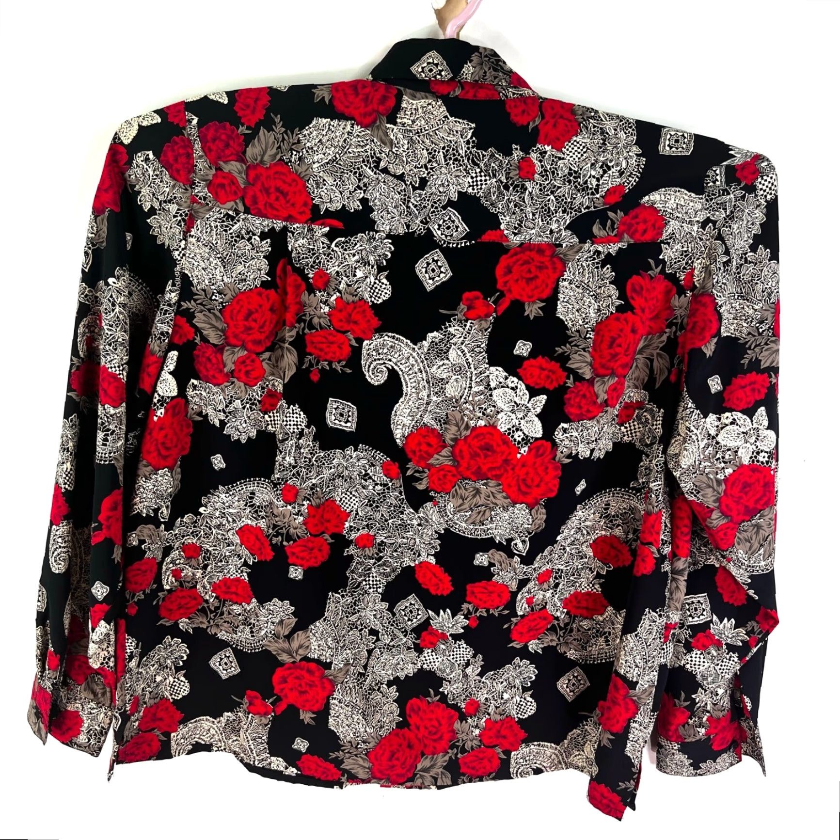 Vintage VINTAGE Alfred Dunner Floral Button Up Blouse Womens Size 14P Red Black Size XL / US 12-14 / IT 48-50 - 7 Thumbnail