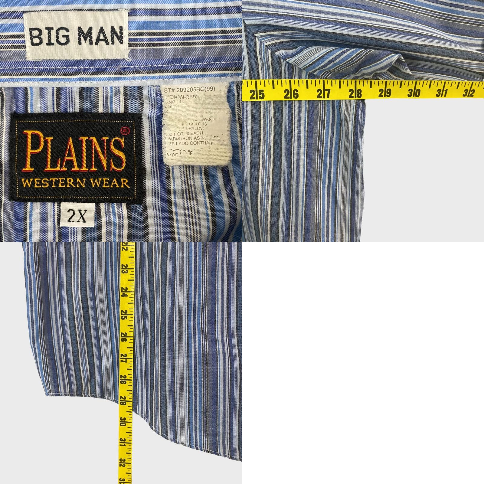 Vintage VINTAGE Plains Western Snap Button-Up Short-Sleeve Shirt Blue Multi-Stripe Men 2X Big & Tall Button-Up Shirt Size US XXL / EU 58 / 5 - 8 Thumbnail