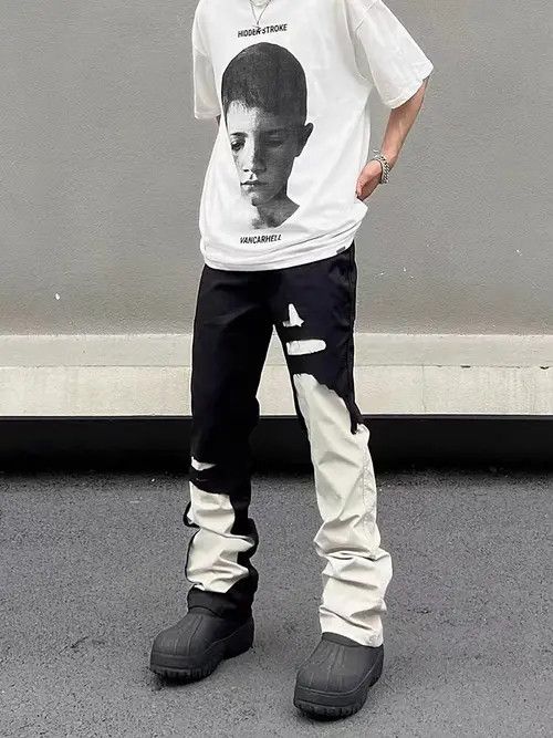 Japanese Brand × Jean Vintage washed black and white patchwork jeans Size US 32 / EU 48 - 3 Thumbnail
