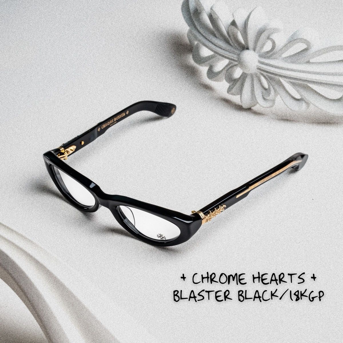 Chrome Hearts CHROME HEARTS BLASTER BLACK/18KGP GLASSES Size ONE SIZE - 1 Thumbnail