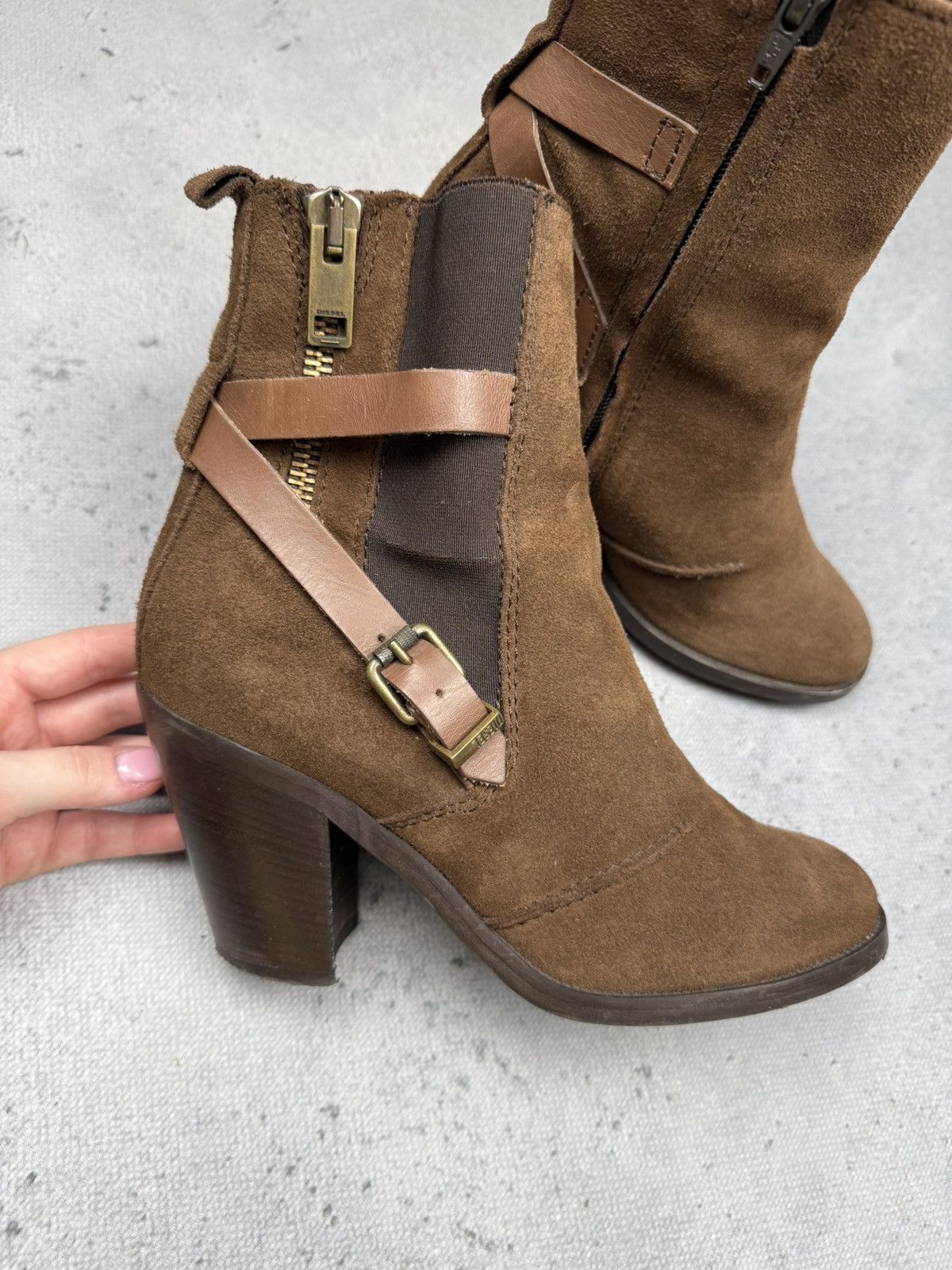 Diesel Diesel Suede Leather Heeled Ankle Boots Brown Buckle Strap Size US 8 / IT 38 - 17 Thumbnail