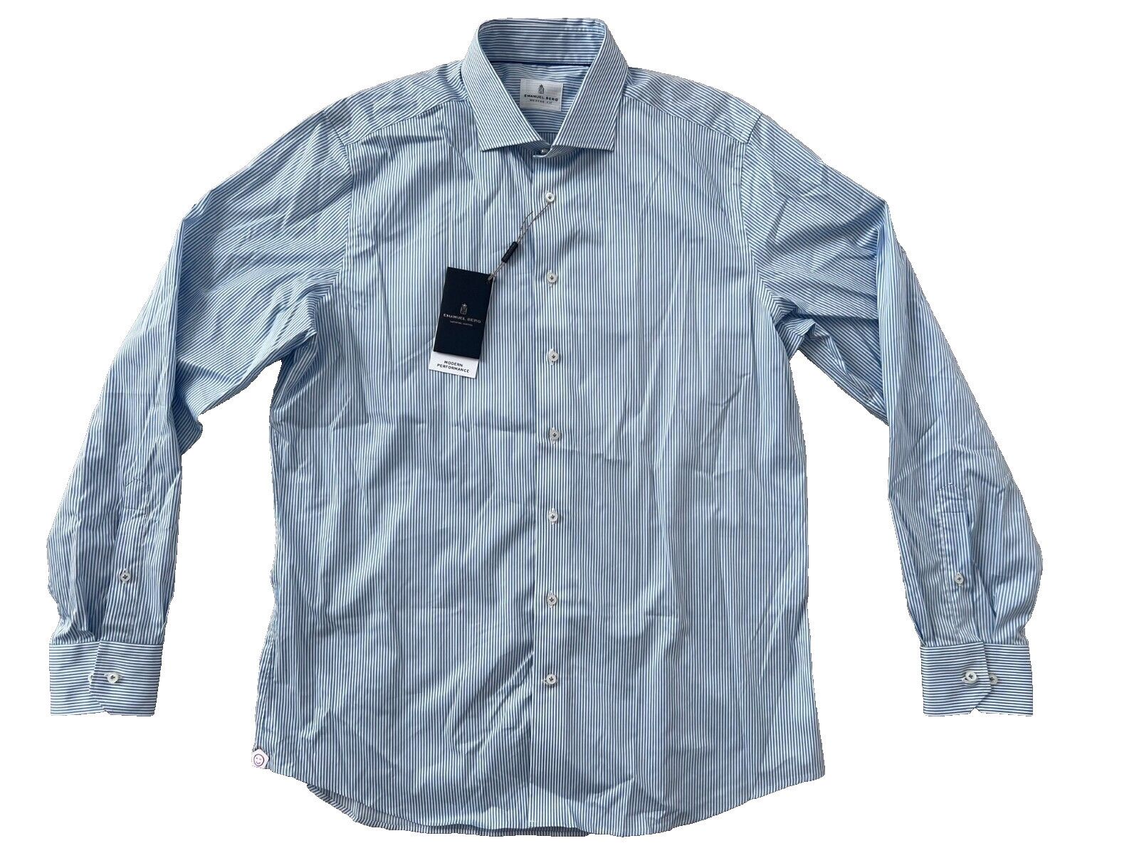 Other Emanuel Berg By-Byron Striped Shirt Modern Fit Blue ( 17 ) Size US L / EU 52-54 / 3 - 1 Thumbnail
