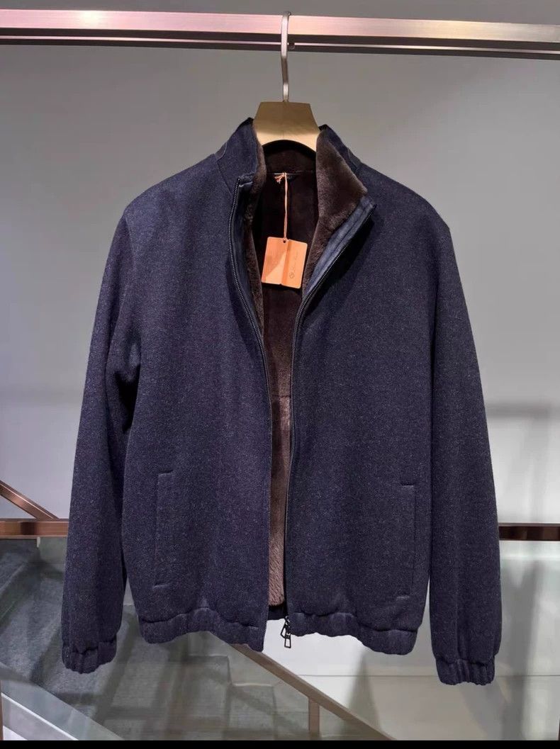 Loro Piana LORO PIANA Solid color stand collar zipper jacket Size US L / EU 52-54 / 3 - 1 Thumbnail