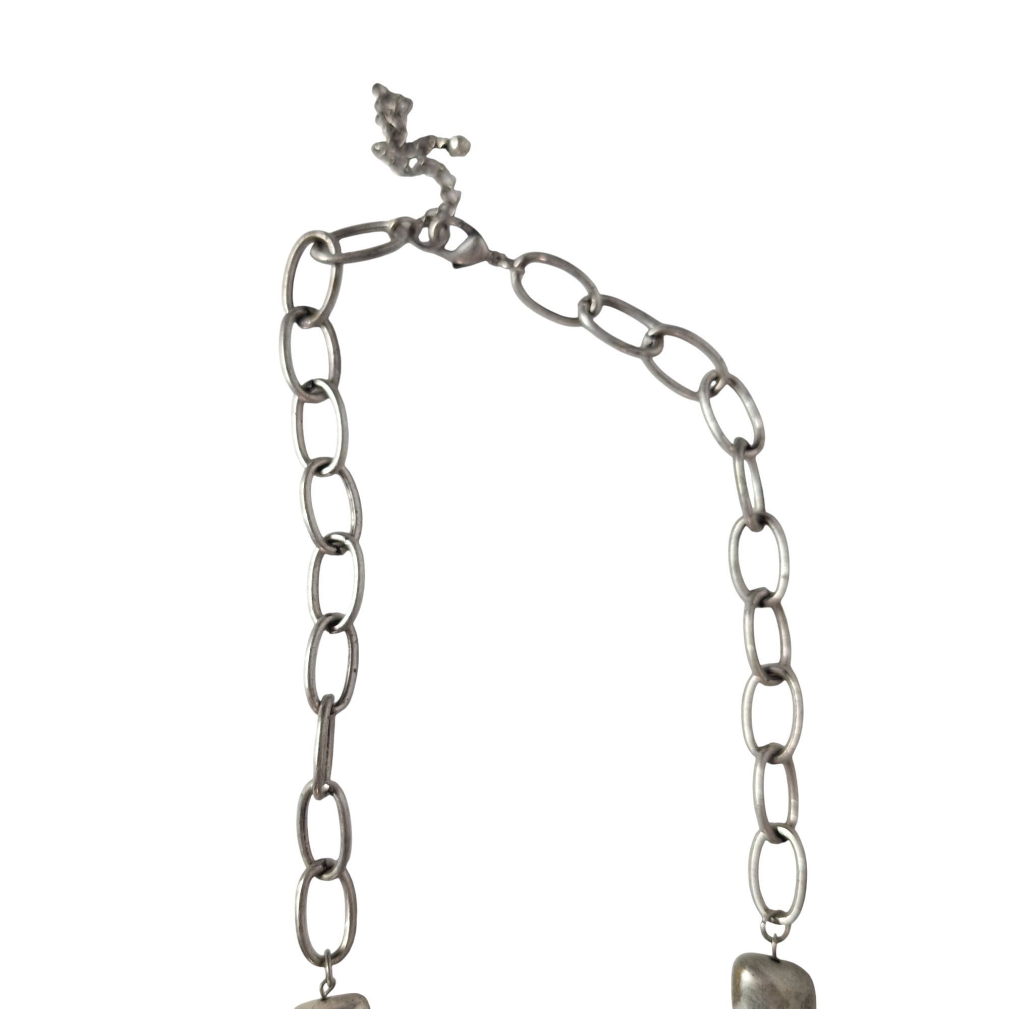 Other Boho Mixed Media Statement Necklace Chunky Silver Tone Hamme Size ONE SIZE - 3 Thumbnail