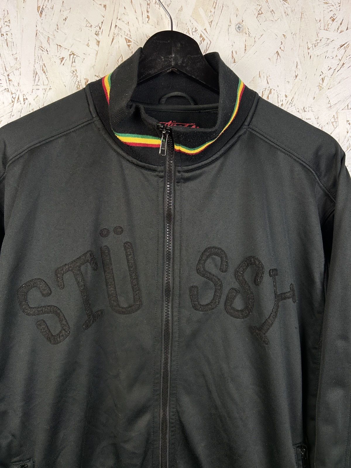 Vintage Rasta Stussy Tracksuit Jacket In Black Weed 420