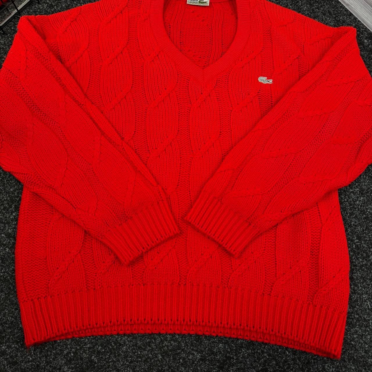 Lacoste Lacoste 70-80s vintage knitting pullover cable knit v neck Size US L / EU 52-54 / 3 - 5 Thumbnail