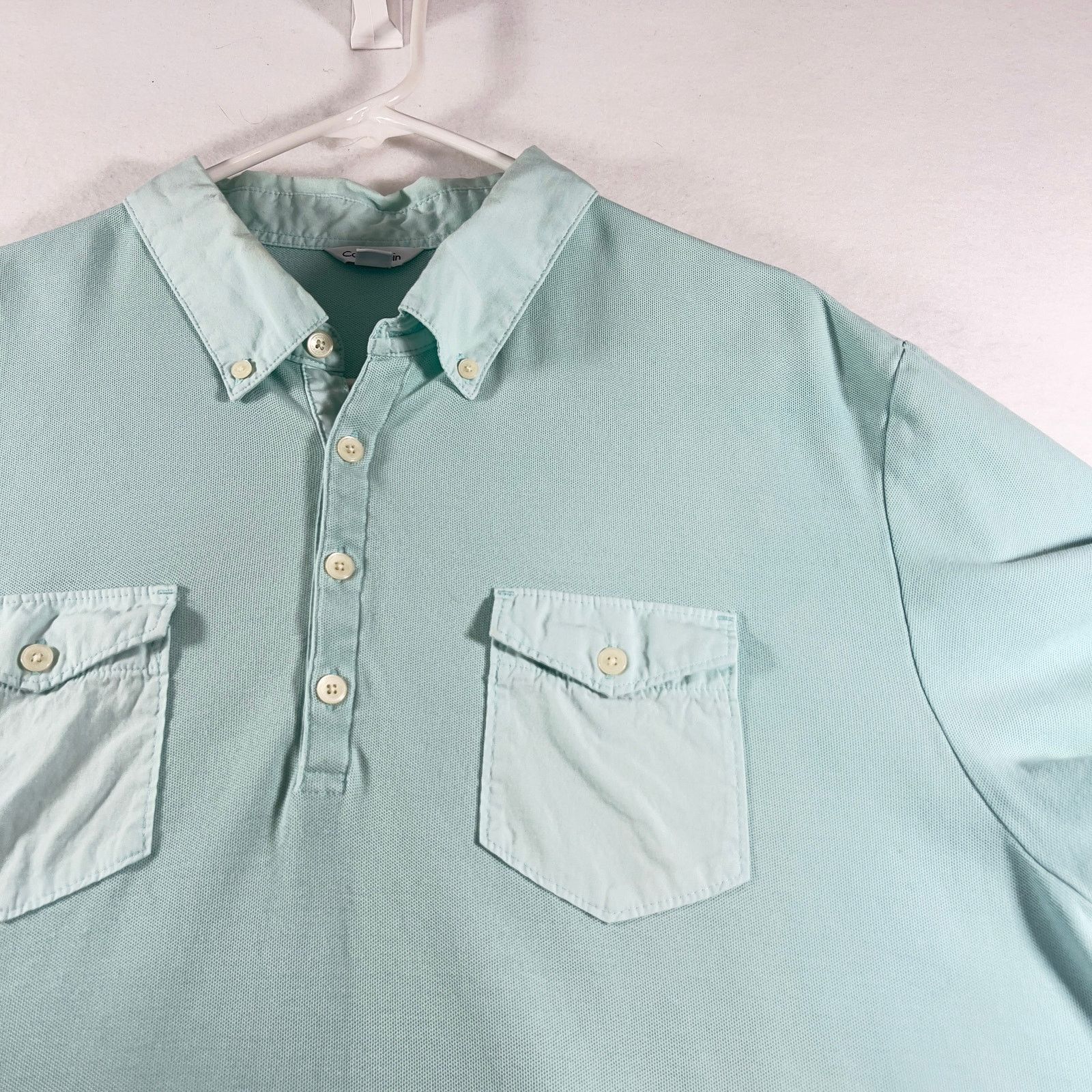 Calvin Klein Calvin Klein Polo Shirt Men XXL Cotton Mint Green Pockets Size US XXL / EU 58 / 5 - 3 Thumbnail