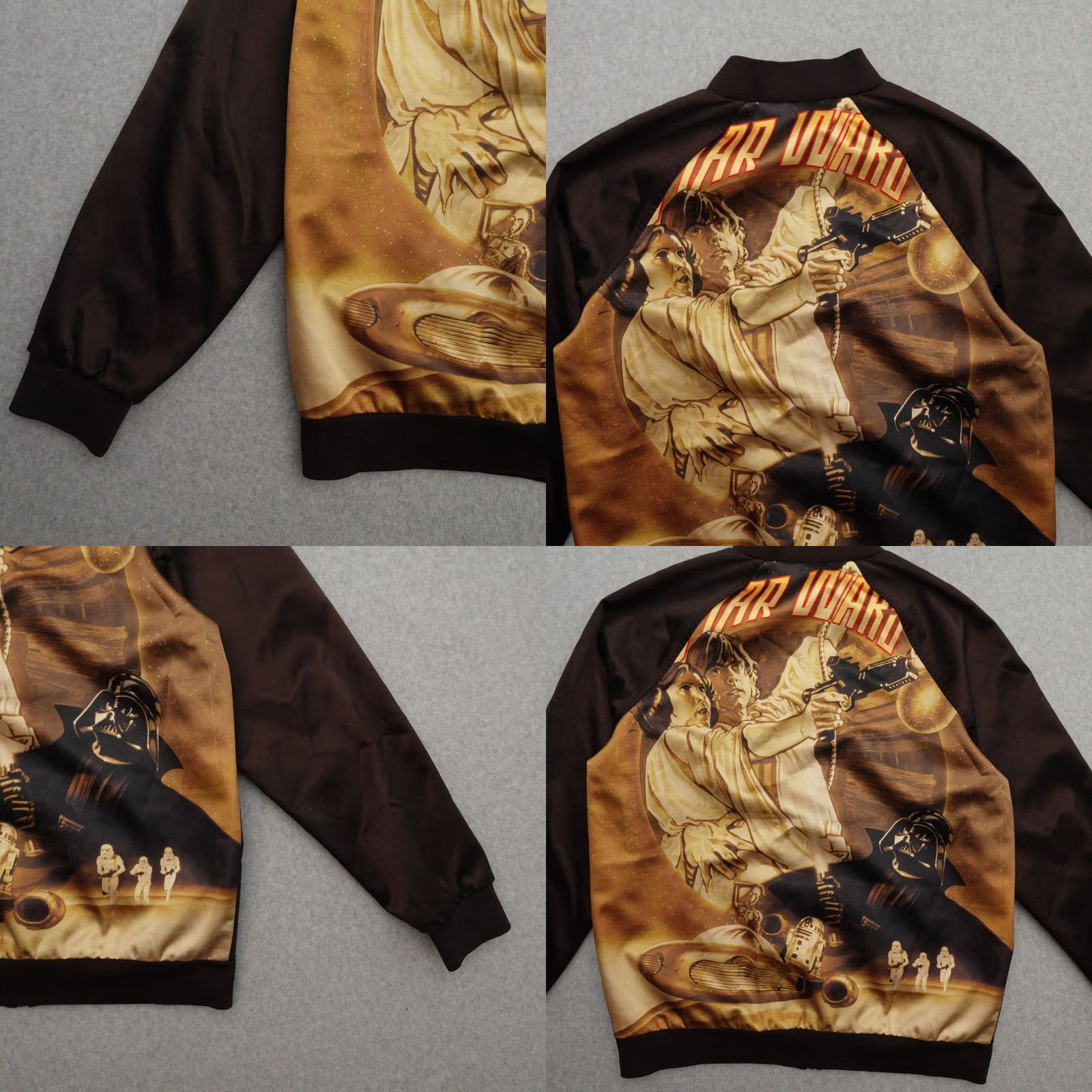 Disney VTG Disney Star Wars Large Jacket Men Brown Bomber Satin Polyester Star Wars Theme 70s 80s Vintage LT Mens Size US L / EU 52-54 / 3 - 9 Thumbnail