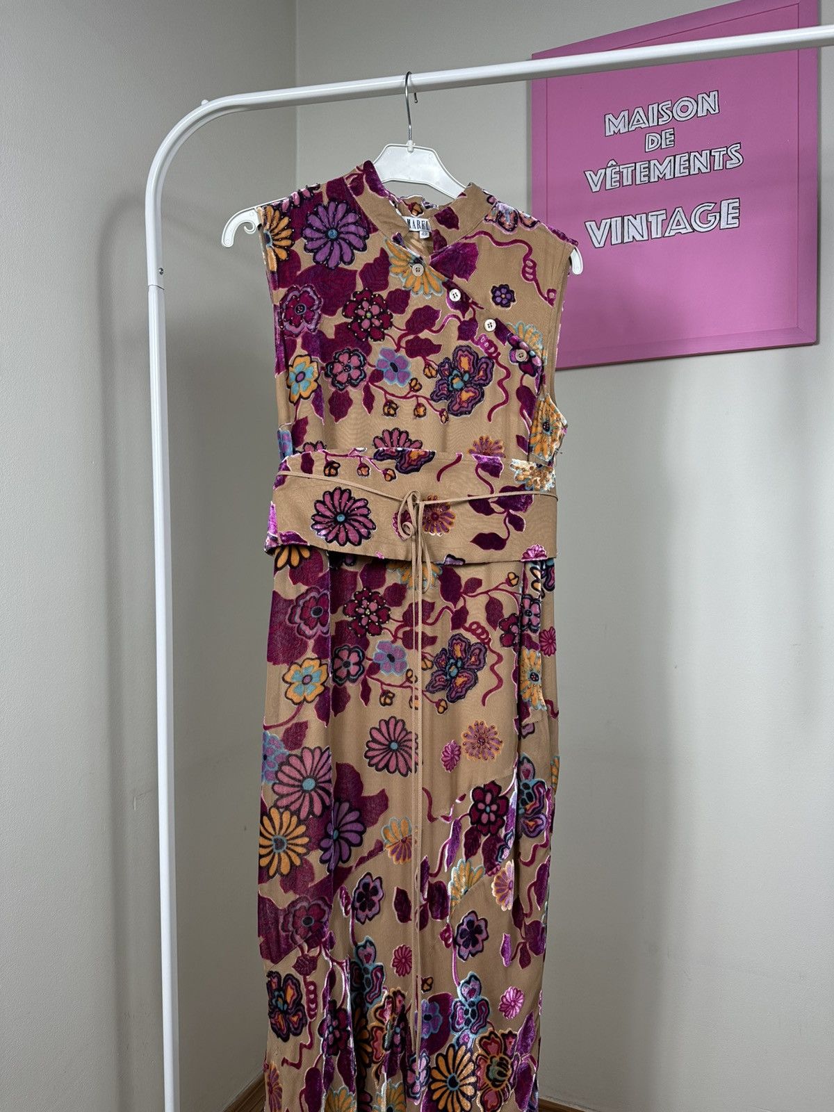 Marella Marella Vintage Midi Dress Beaded Embroidered Floral Kimono Size S / US 4 / IT 40 - 4 Thumbnail