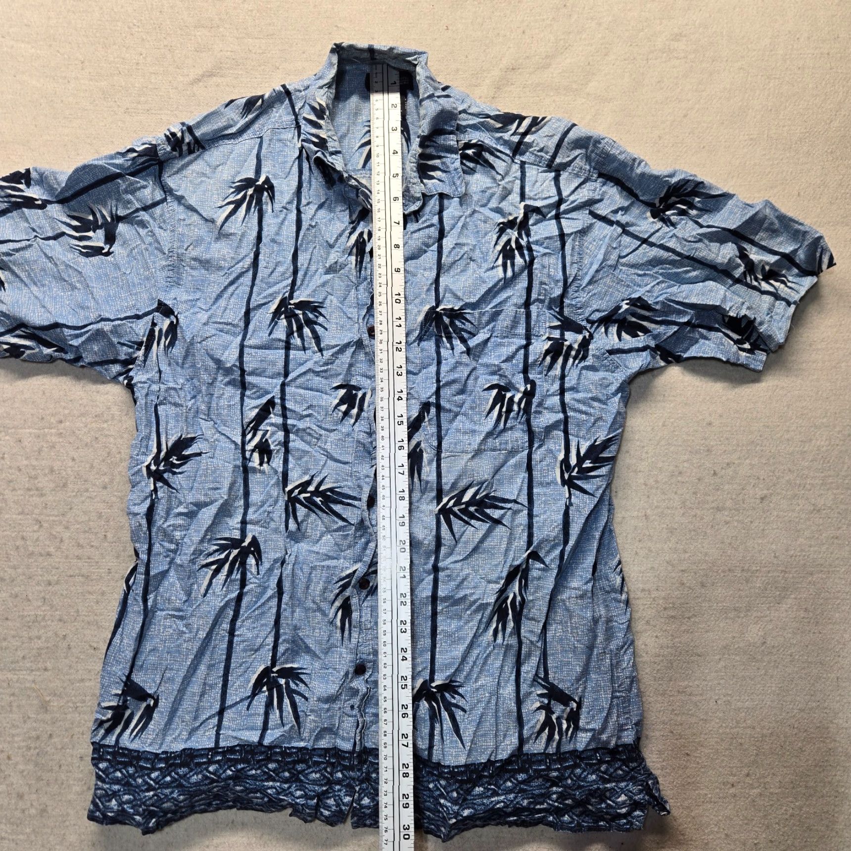 Faded Glory Faded Glory Shirt Blue Palm Print Hawaiian 100% Cotton Button Up Beach Men's L Size US L / EU 52-54 / 3 - 6 Thumbnail