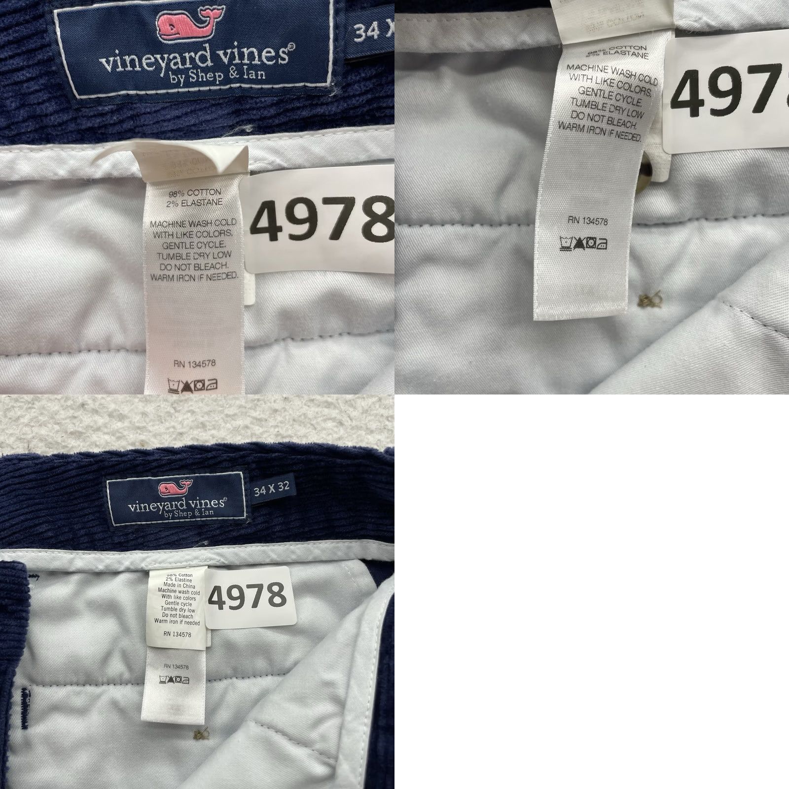 Vineyard Vines Vineyard Vines Pants Mens 34x32 Navy Blue Slim Stretch Corduroy Preppy Size US 34 / EU 50 - 9 Thumbnail