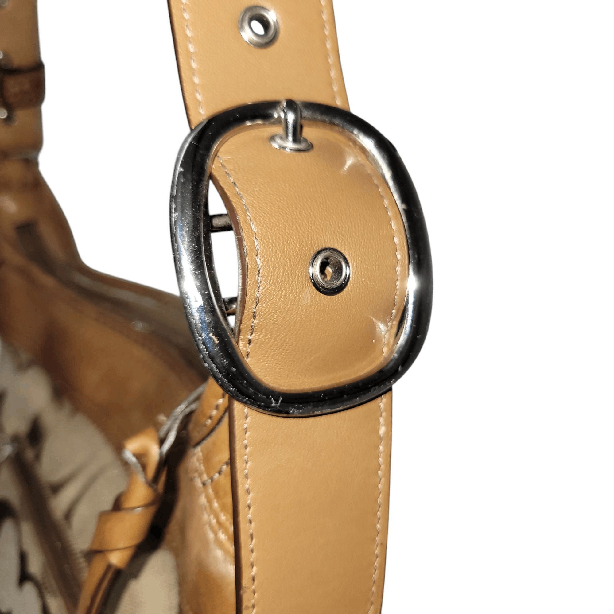 Coach Coach F13358 Brown Canvas Leather Trim Hobo Shoulder Bag Size ONE SIZE - 8 Thumbnail