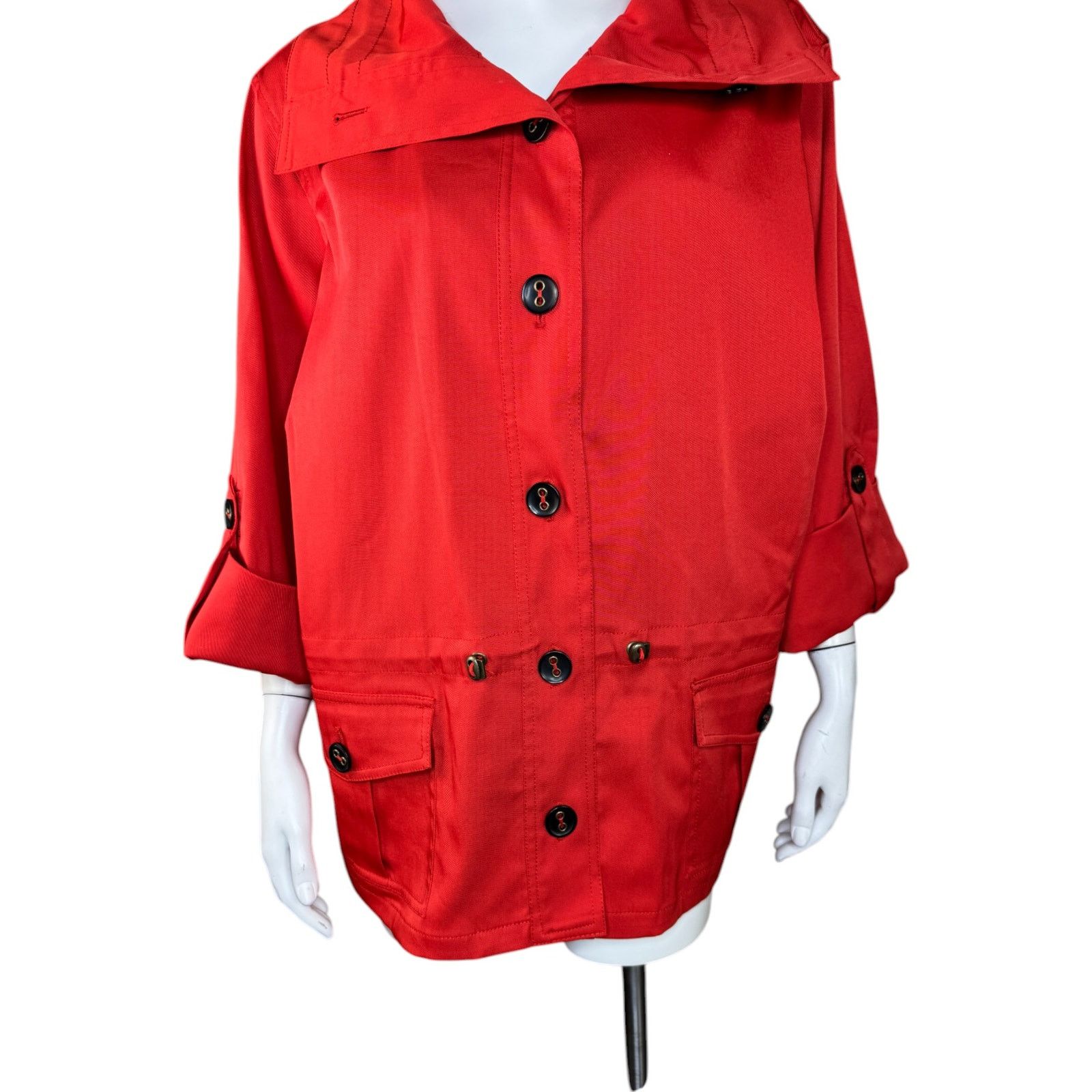 Other Ruby Rd. Women's 16W Button Front Jacket Red-Orange Pockets Size XXL / US 16-18 / IT 52-54 - 5 Thumbnail