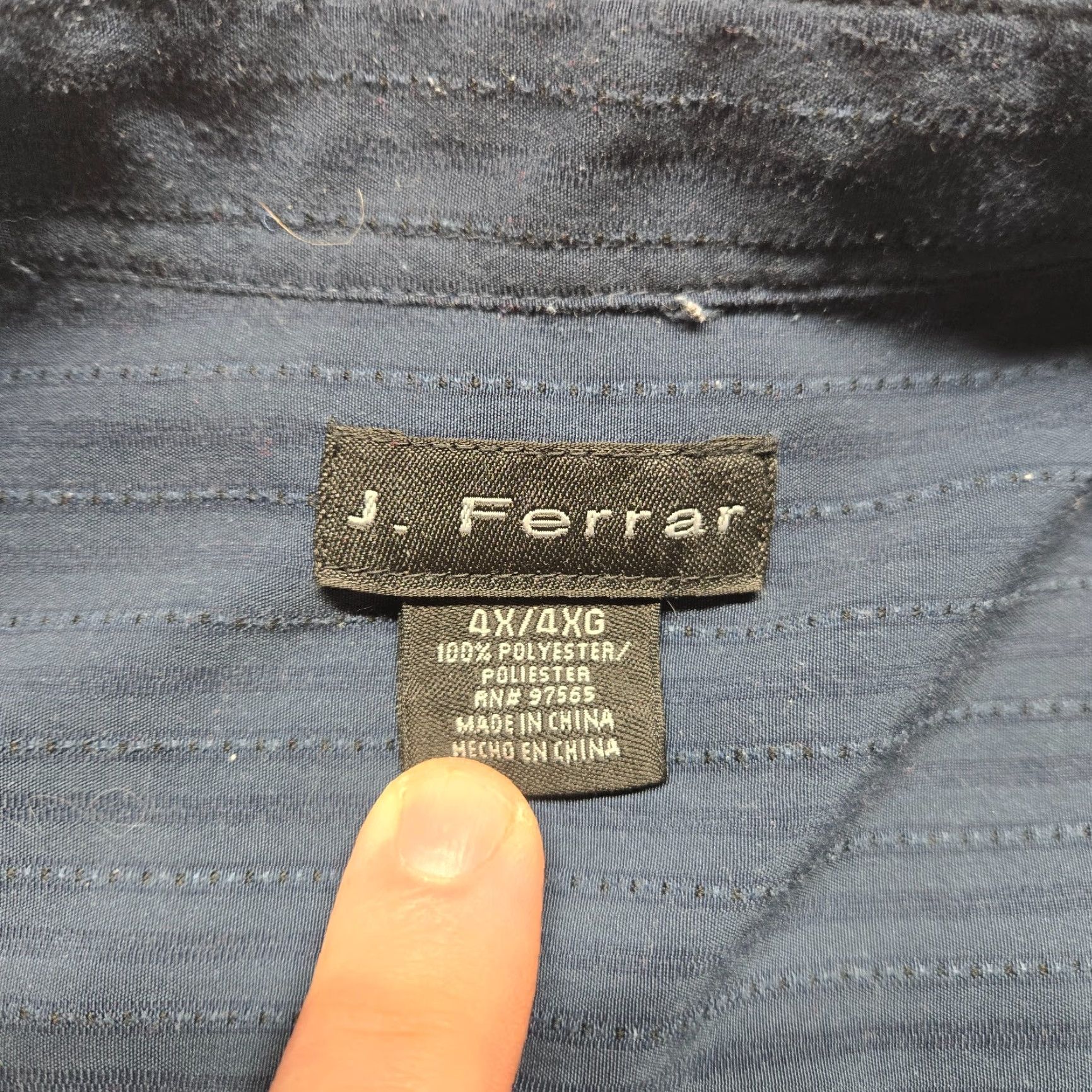 Vintage J Ferrar Shirt Button-Up Blue Striped Short Sleeve Adult Men's 4X Cotton Casual Shirt Men's 4X Blue Striped Button-Up Shirt Size US XXL / EU 58 / 5 - 3 Thumbnail