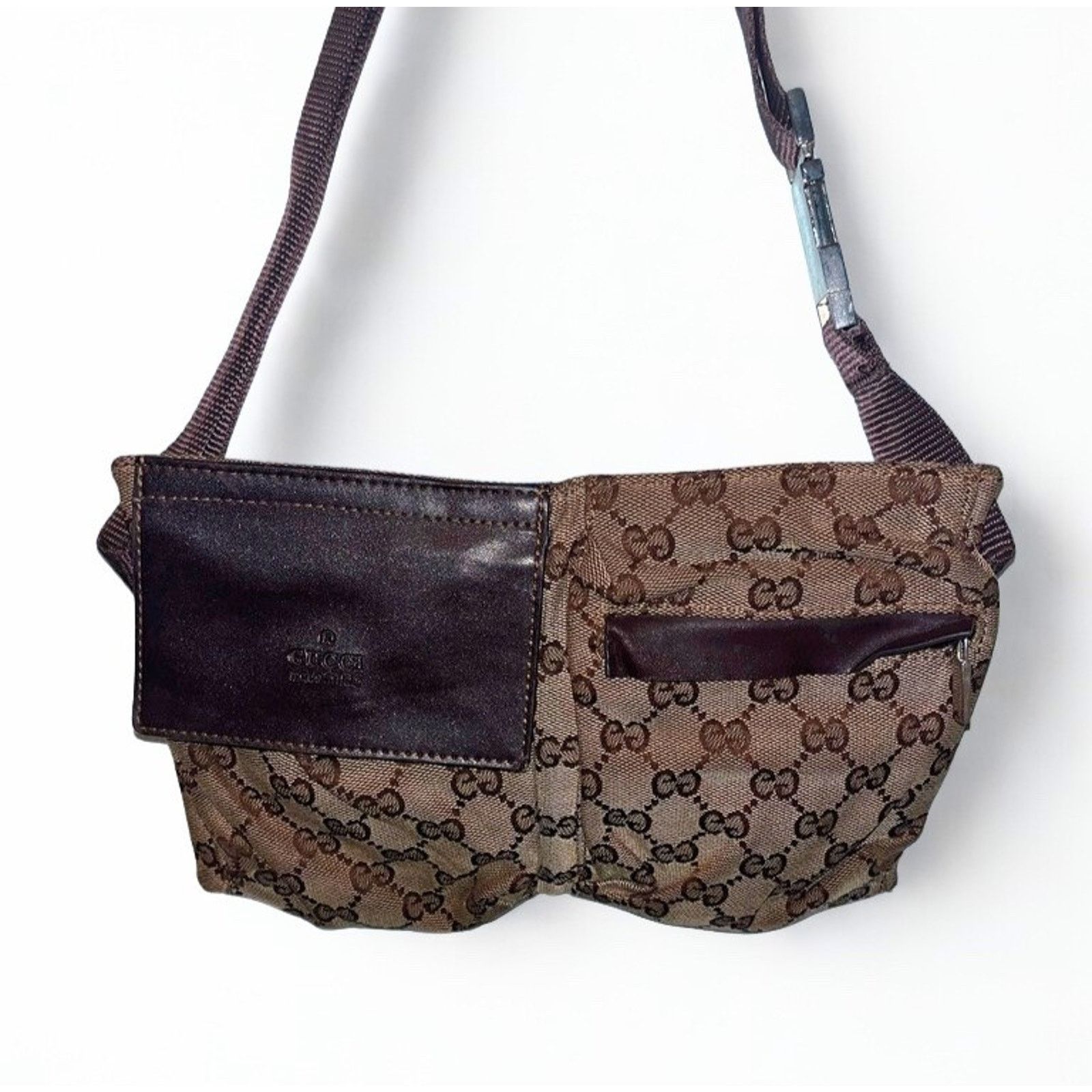 Gucci Gucci GG Canvas x Leather Beige Brown Waist Bag Belt Bag Size ONE SIZE - 5 Thumbnail
