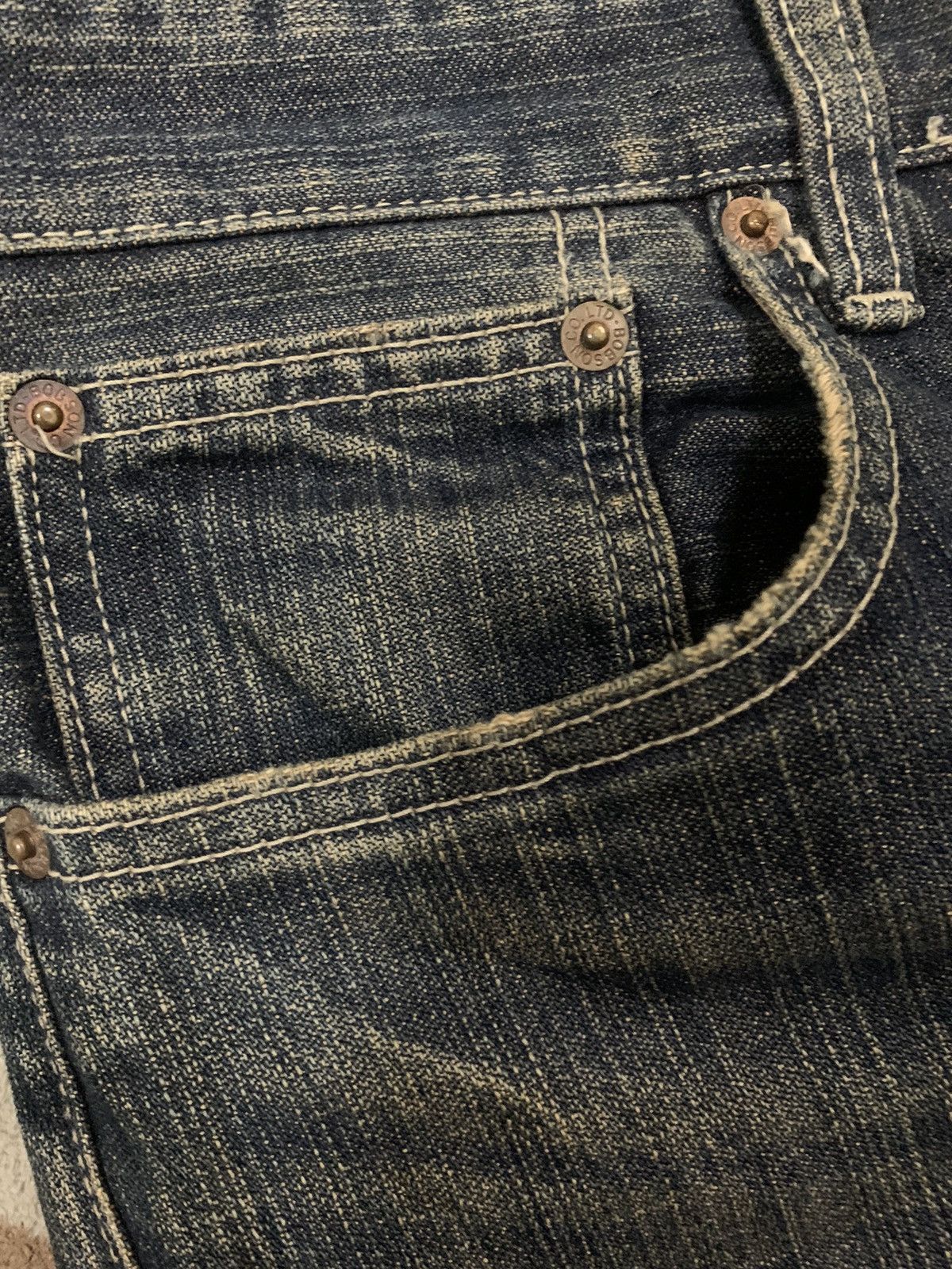 Japanese Brand Vintage Bobson Mud Wash Baggy Distressed Grunge Jeans Size US 32 / EU 48 - 5 Thumbnail