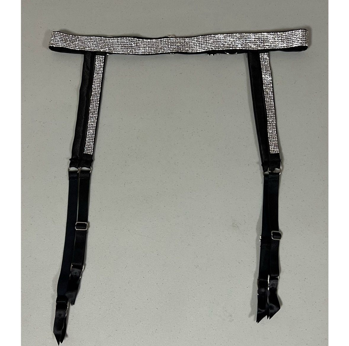 Victoria's Secret Black Satin Silk Diamond Garter Belt Lingerie Size XS/S 💎 Size ONE SIZE - 1 Thumbnail