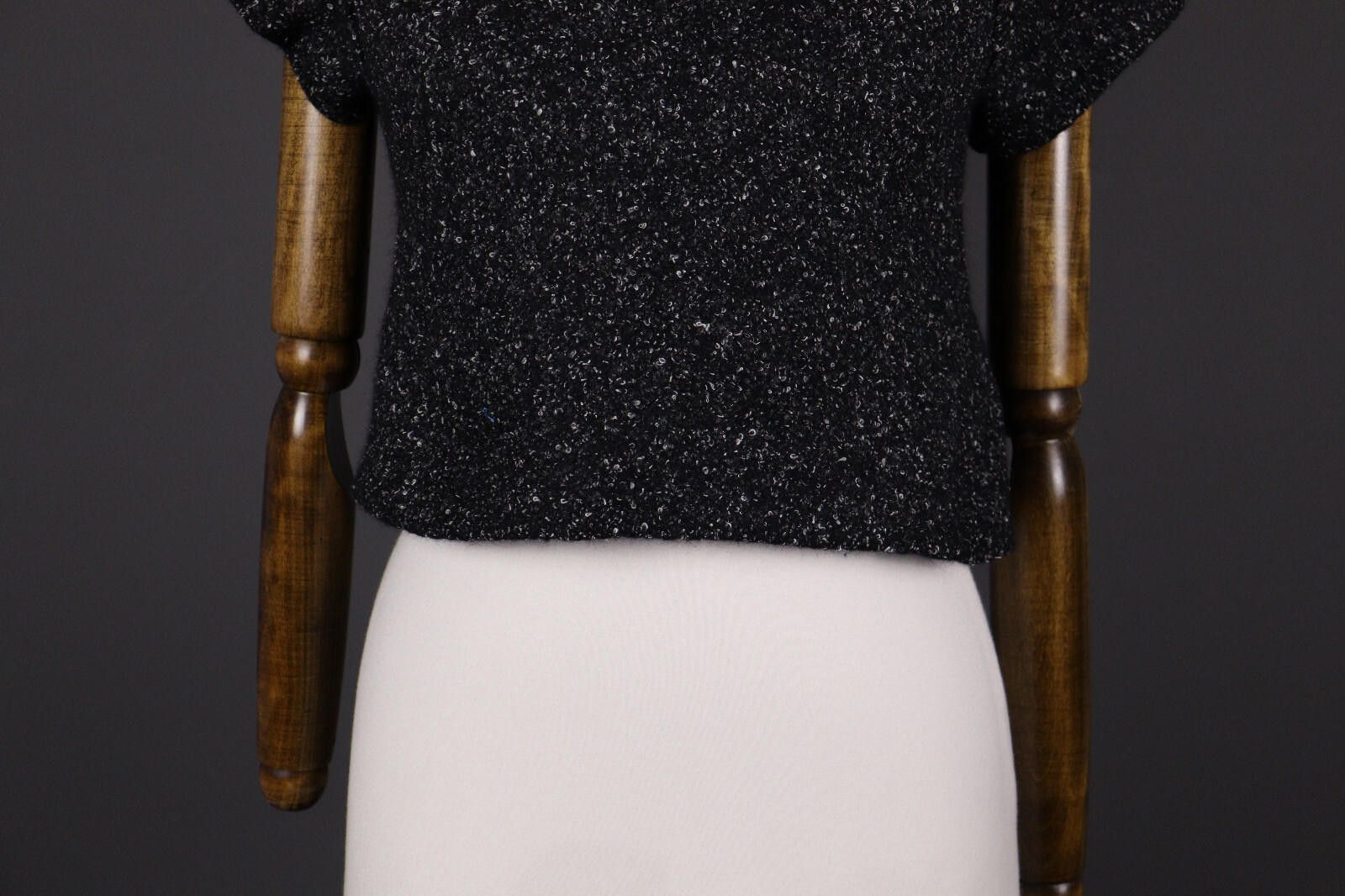 Oscar De La Renta Oska Black Wool Short Sleeve Sweater Size 1 / UK 10 / US 6-8 Size M / US 6-8 / IT 42-44 - 3 Thumbnail