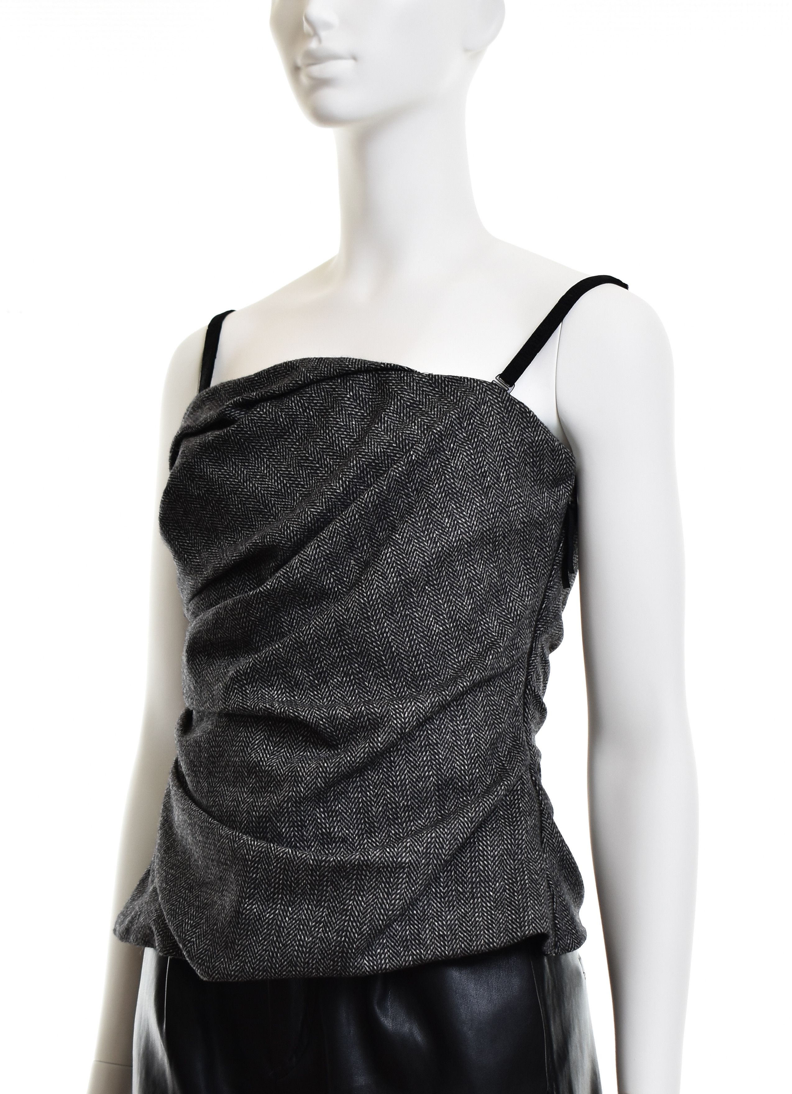 Dolce & Gabbana NWT! DOLCE GABBANA Wool Tweed Drapery Corset Strap Tank Top Size M / US 6-8 / IT 42-44 - 5 Thumbnail
