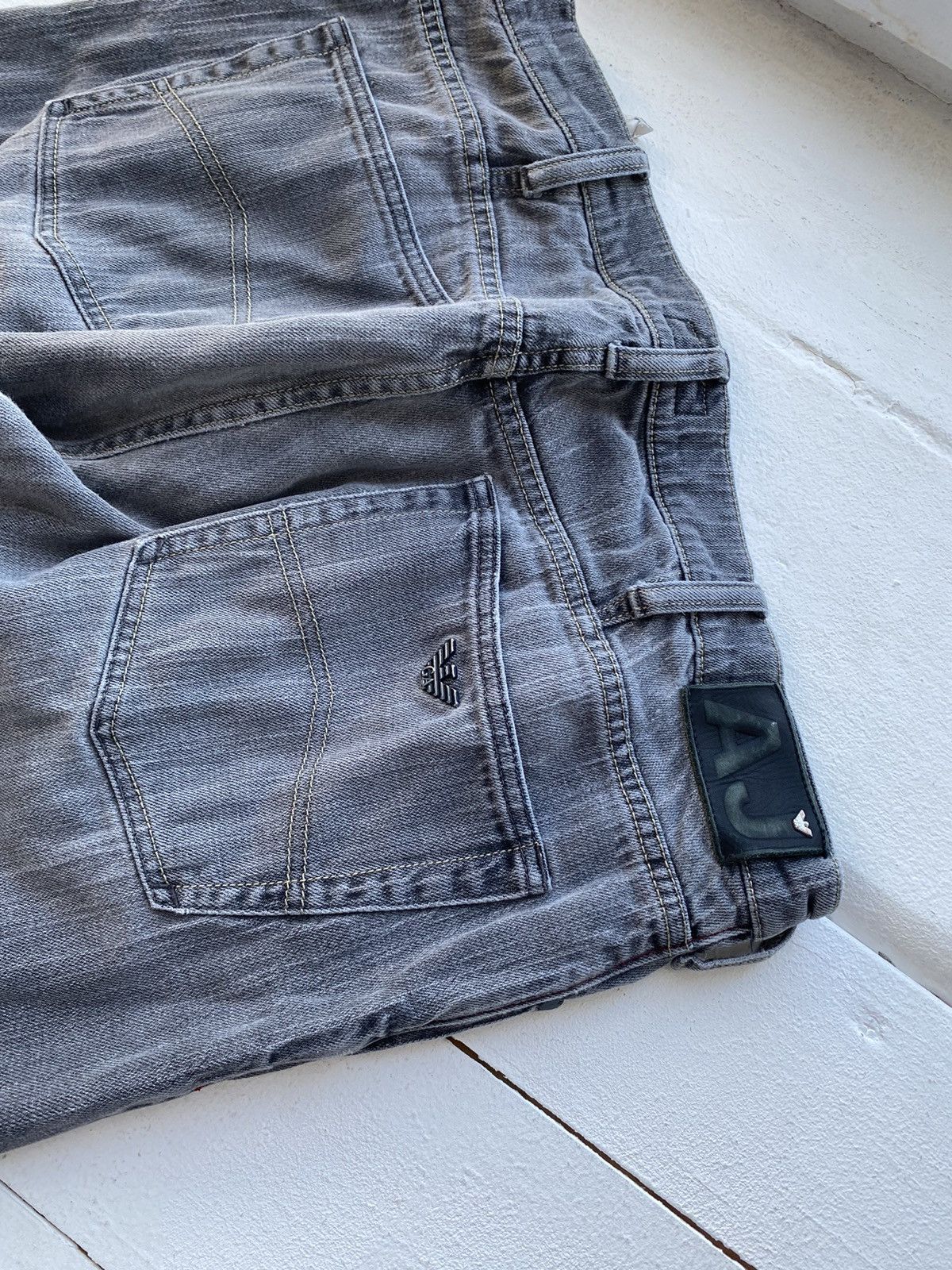 Giorgio Armani × Vintage 90s Armani Jeans Denim Grey Baggy Mens Pants 36US Size US 36 / EU 52 - 3 Thumbnail