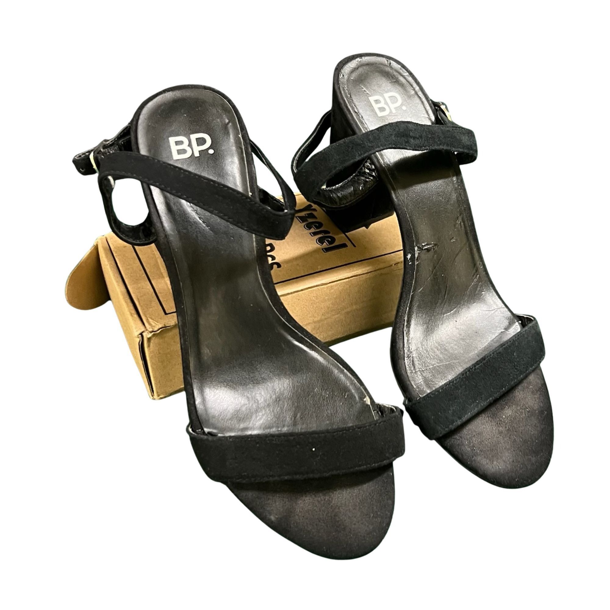 BP. BP. Womens Black Textile Heeled Block Sandal 7.5 Size US 7.5 / IT 37.5 - 2 Thumbnail