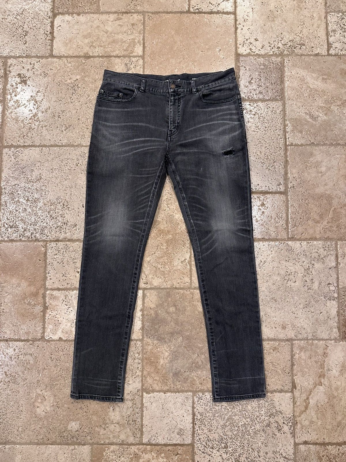Saint Laurent Paris 2018 Black Stone Wash Whiskers Denim