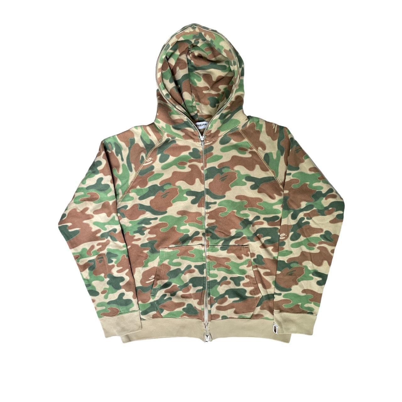 Image of Bape x Nigo Puzzle Camo Full Zip Hoodie in Green, Men's (Size Small)