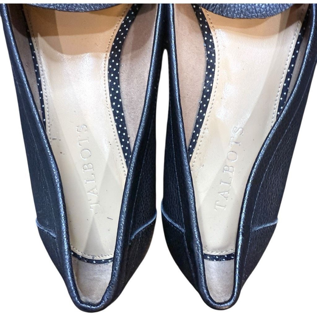 Robert Talbott TALBOTS Black Pebbled Leather Shoes Flats Slip Ons Loafers V Size US 8 / IT 38 - 5 Thumbnail