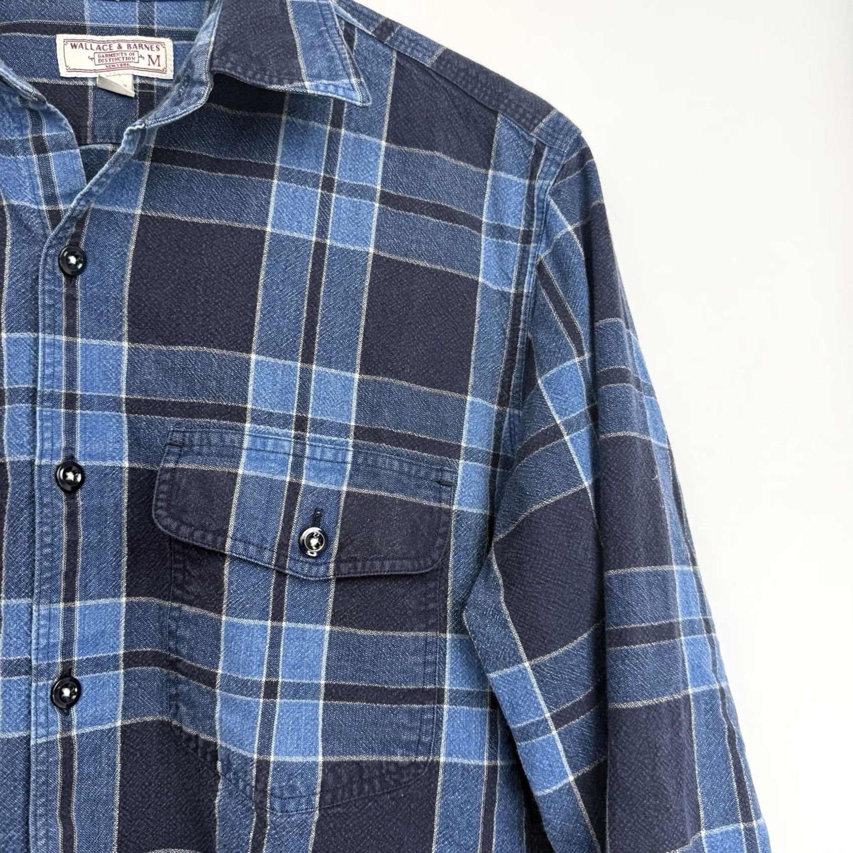 Wallace & Barnes Wallace & Barnes Shirt Mens Mediu Blue Plaid Flannel Button-Up Outdoor Long Sleeve Casual Workwear 42 in Chest Cotton Size US M / EU 48-50 / 2 - 3 Thumbnail