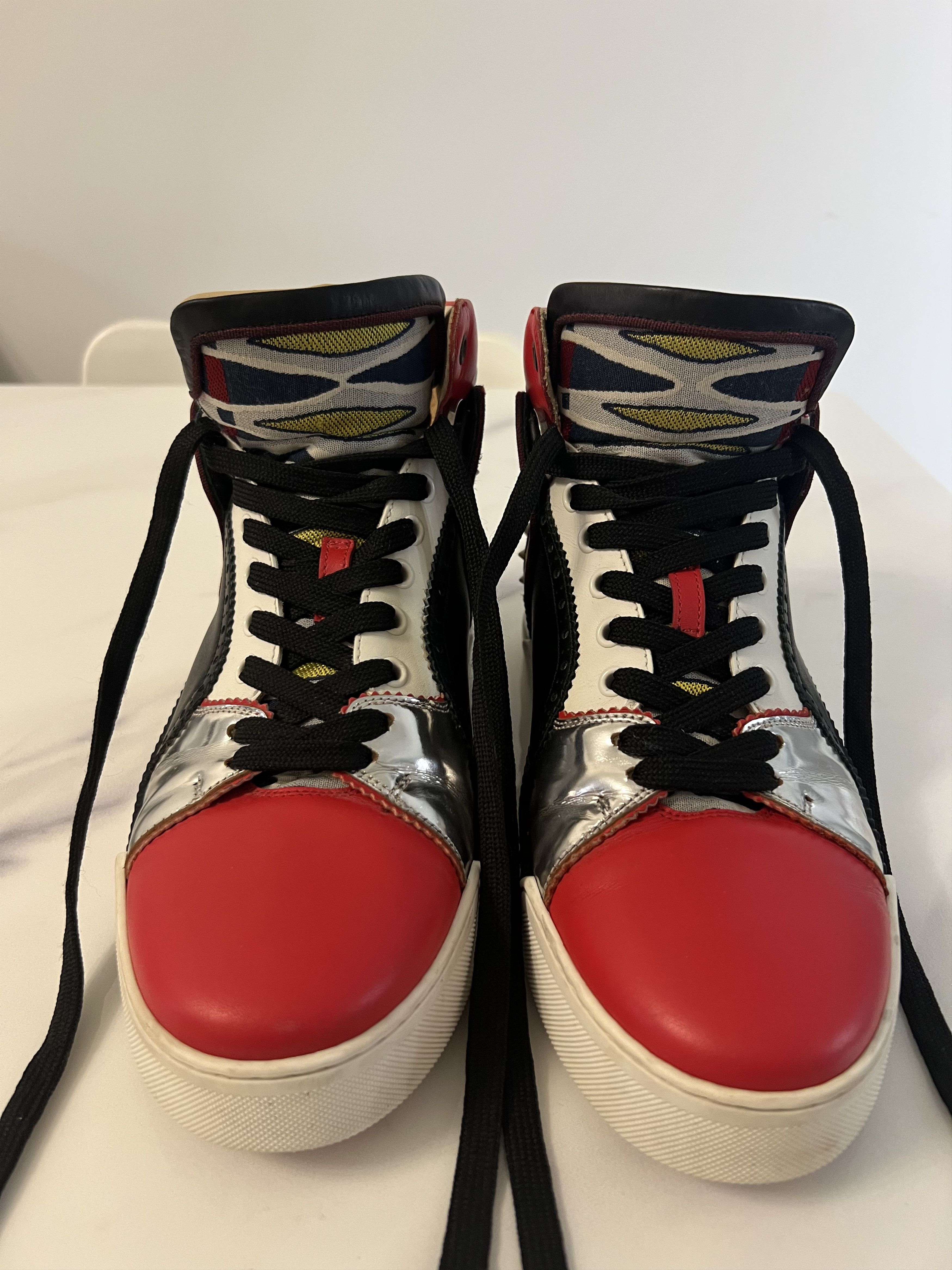 Christian Louboutin Flat Calf High Top Multicolour Leather Sneaker Size US 7.5 / EU 40-41 - 3 Thumbnail