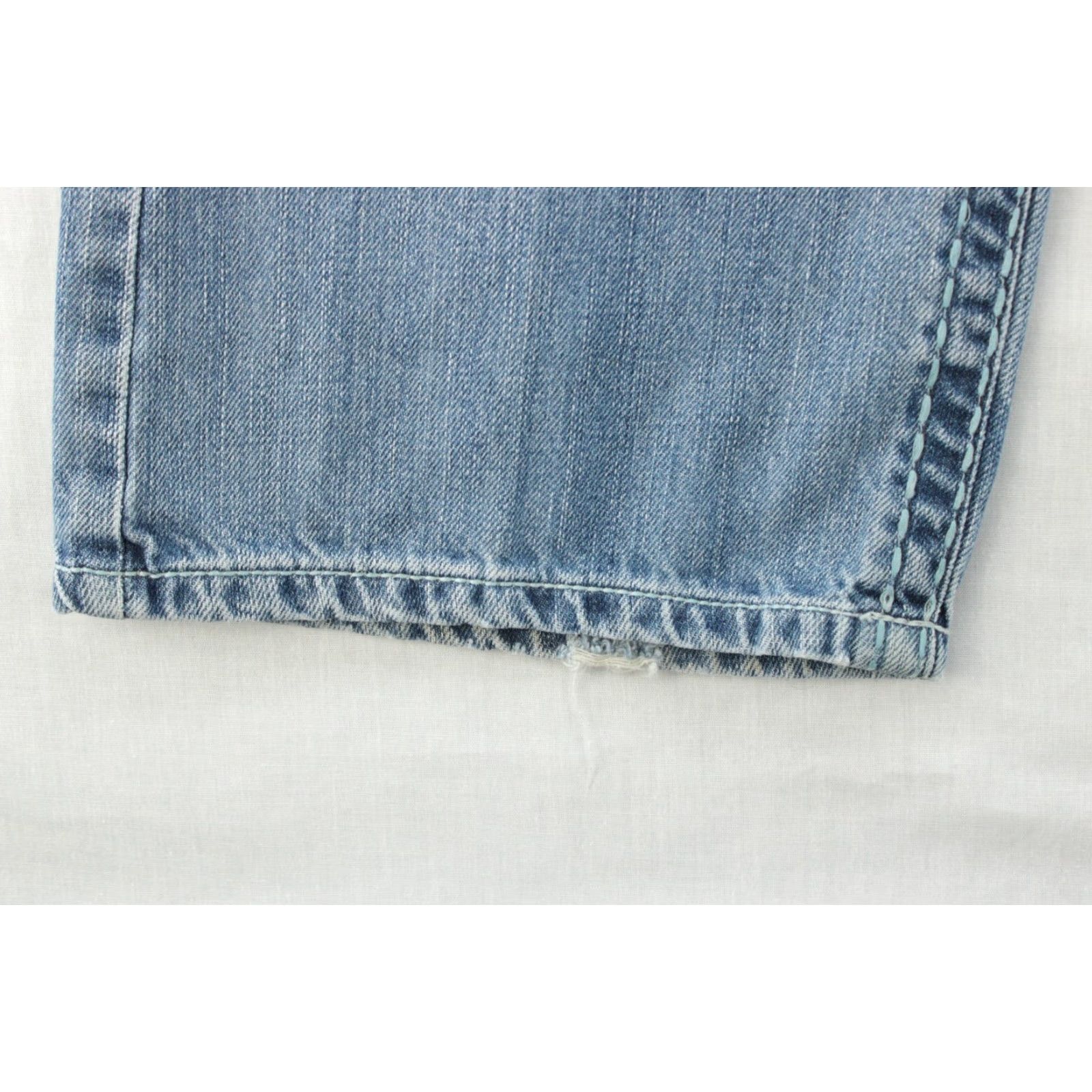 Wrangler Wrangler Rock 47 Jeans Men's 33x36 Blue Boot Cut Heavy Stitching Cowboy Rodeo Distressed 5-Pocket Denim Size US 33 - 5 Thumbnail