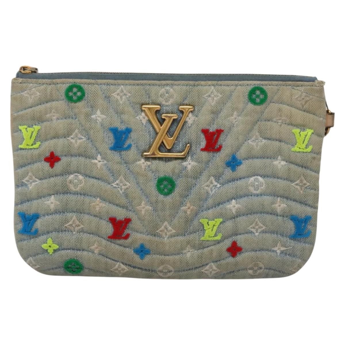Louis Vuitton Louis Vuitton New Wave Zipped Pochette Monogram Embroidered Quilted Denim Size ONE SIZE - 1 Thumbnail