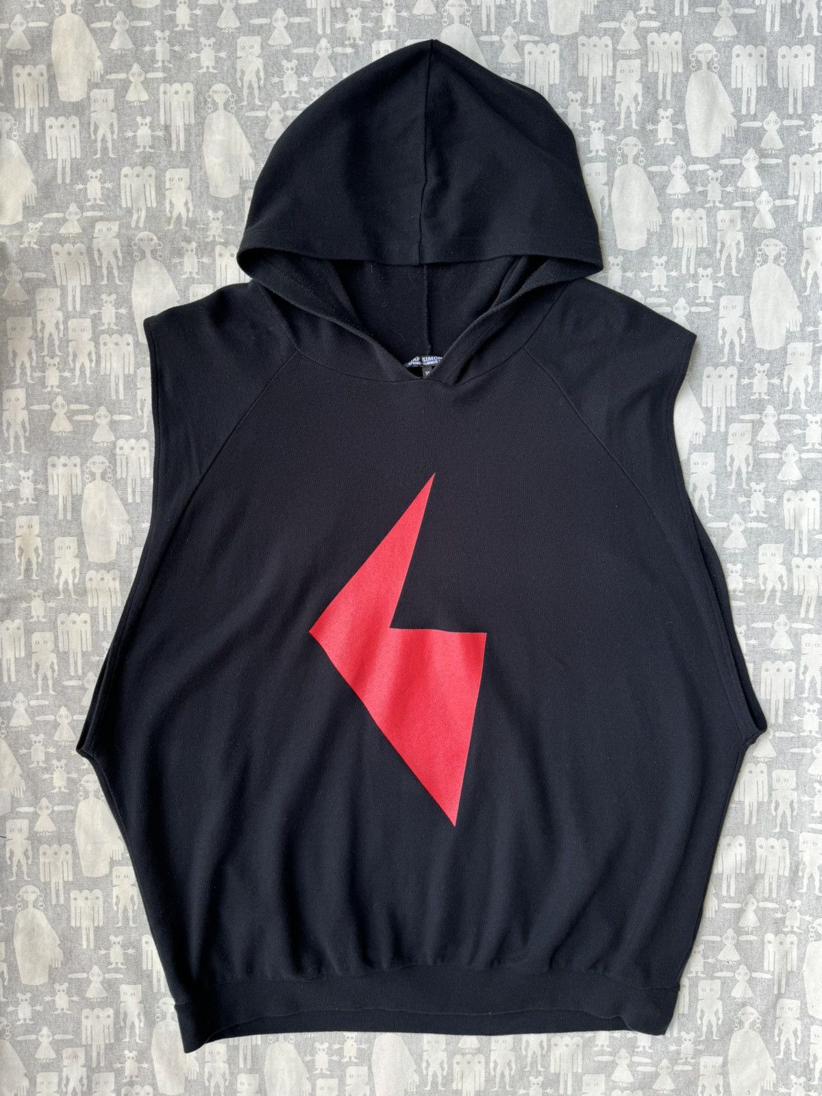 image of Raf Simons Lighting Bolt Abstract Oversized Hoodie Ss05 in Black, Men's (Size Medium)