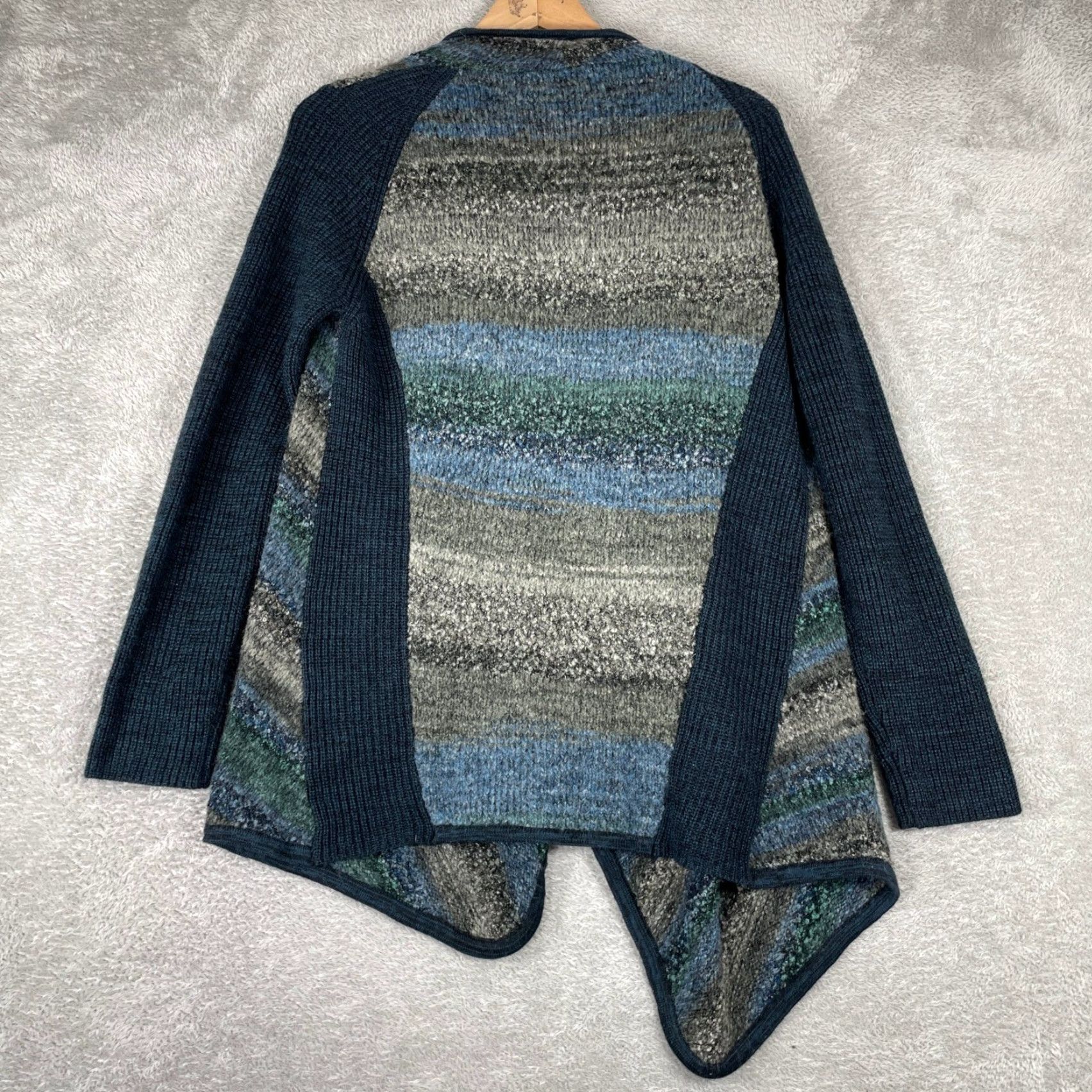 Vintage VINTAGE Curio New York Cardigan Women L Striped Draped Open Wool Blend Lagenlook Size L / US 10 / IT 46 - 6 Thumbnail
