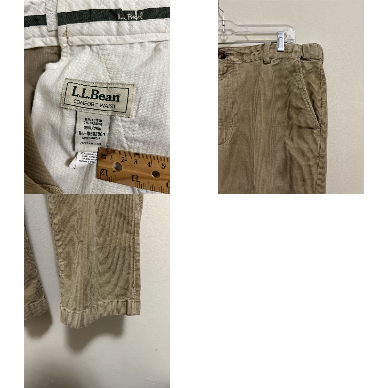 Vintage VINTAGE L.L. Bean Corduroy Pants Mens 38x29 Tan Comfort Waist Chino Straight 29 In Brown Mens Size US 38 / EU 54 - 8 Thumbnail
